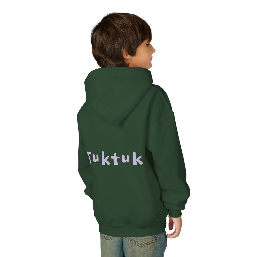 Youth Hoodie — Personalized Lavender Name Hoodie (Front: Myrah Das Gupta, Back: Tuktuk)
