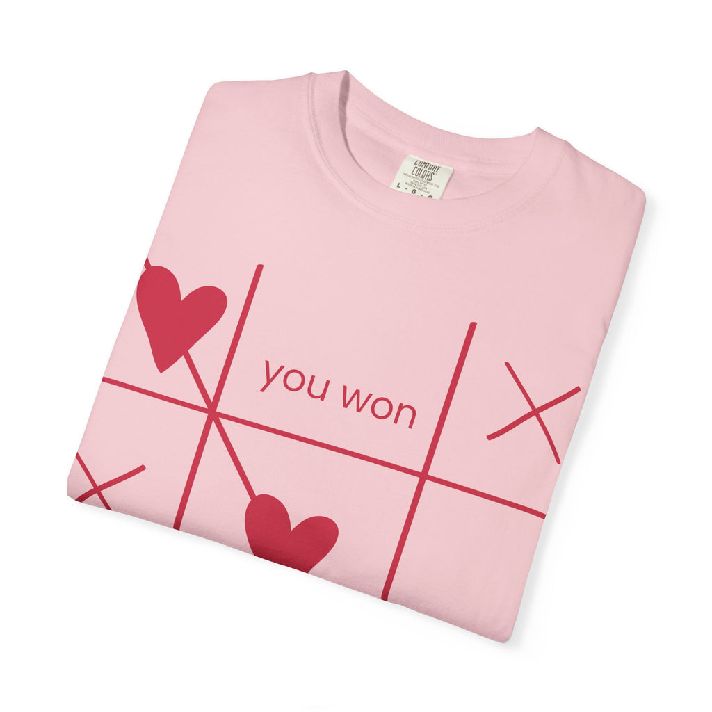 Valentine Tic-Tac-Toe Heart T-Shirt — "You Won My Heart" Graphic Tee