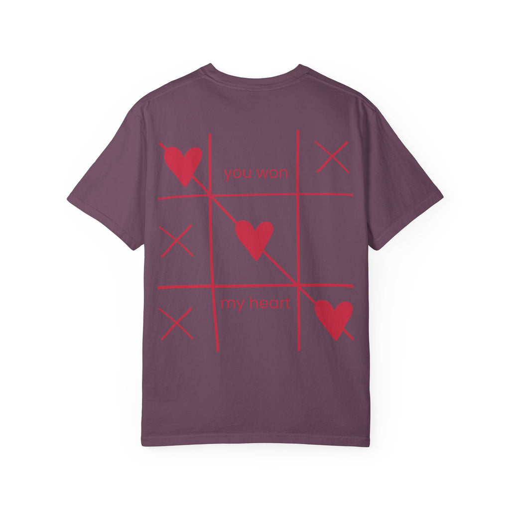Valentine Tic-Tac-Toe Heart T-Shirt — "You Won My Heart" Graphic Tee