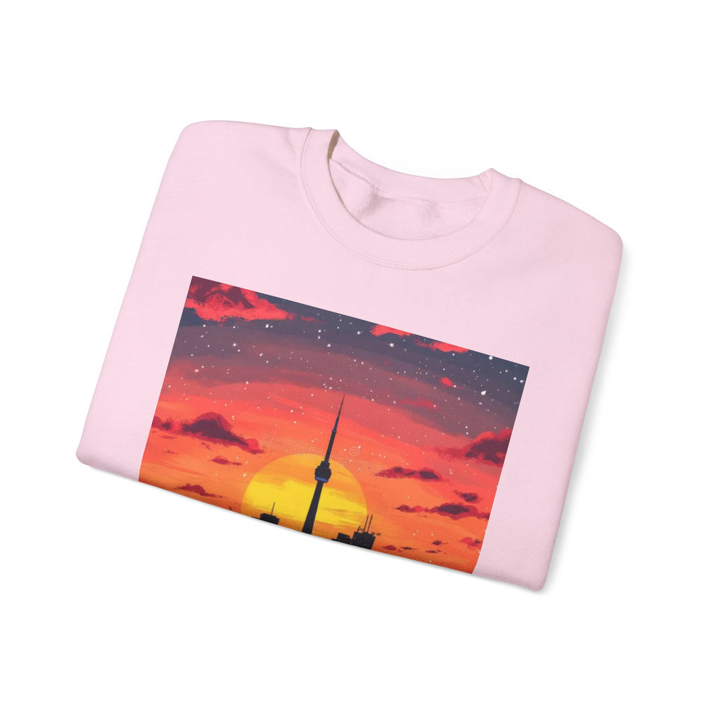 Sunset Skyline Crewneck Sweatshirt — Toronto CN Tower Silhouette Graphic