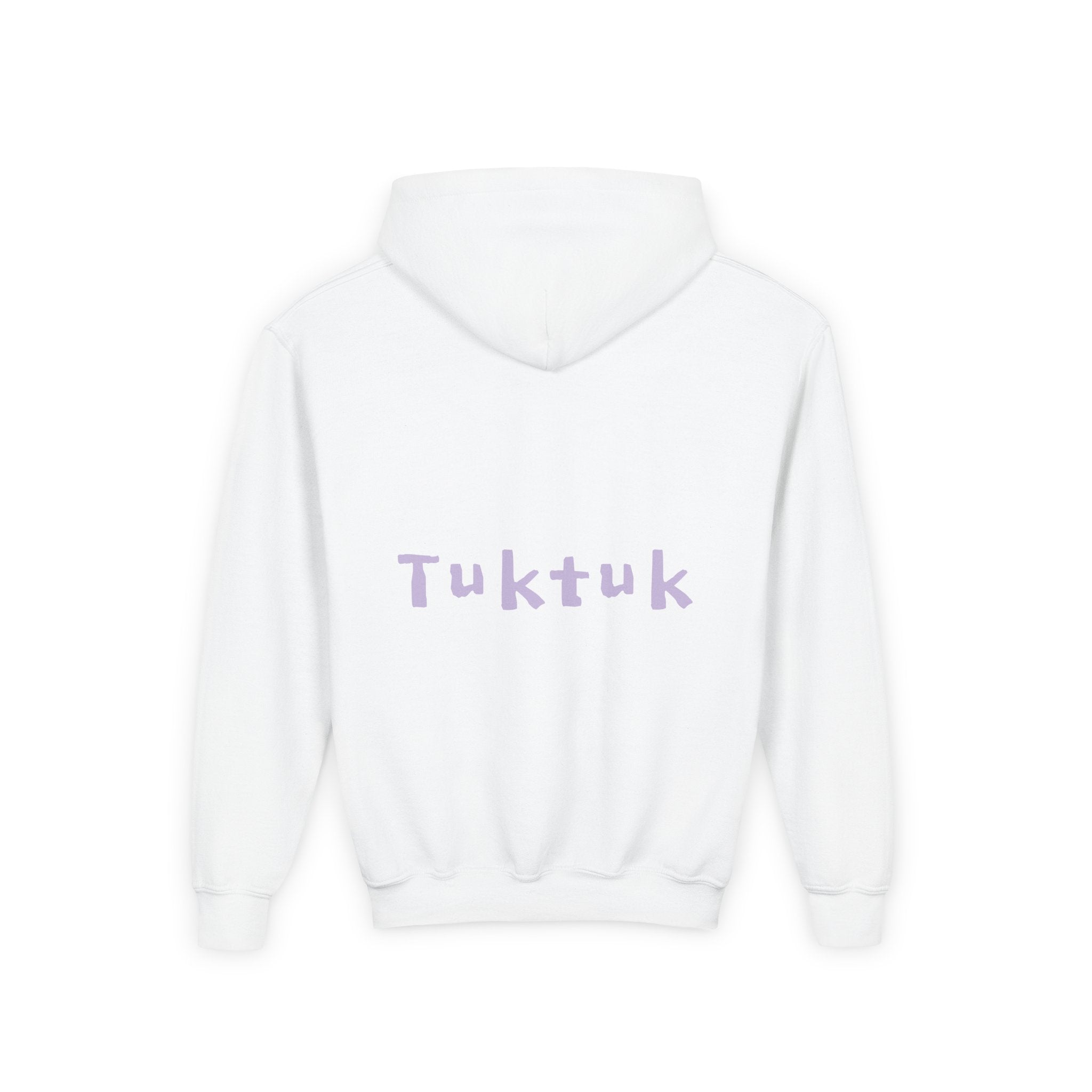 Youth Hoodie — Personalized Lavender Name Hoodie (Front: Myrah Das Gupta, Back: Tuktuk)