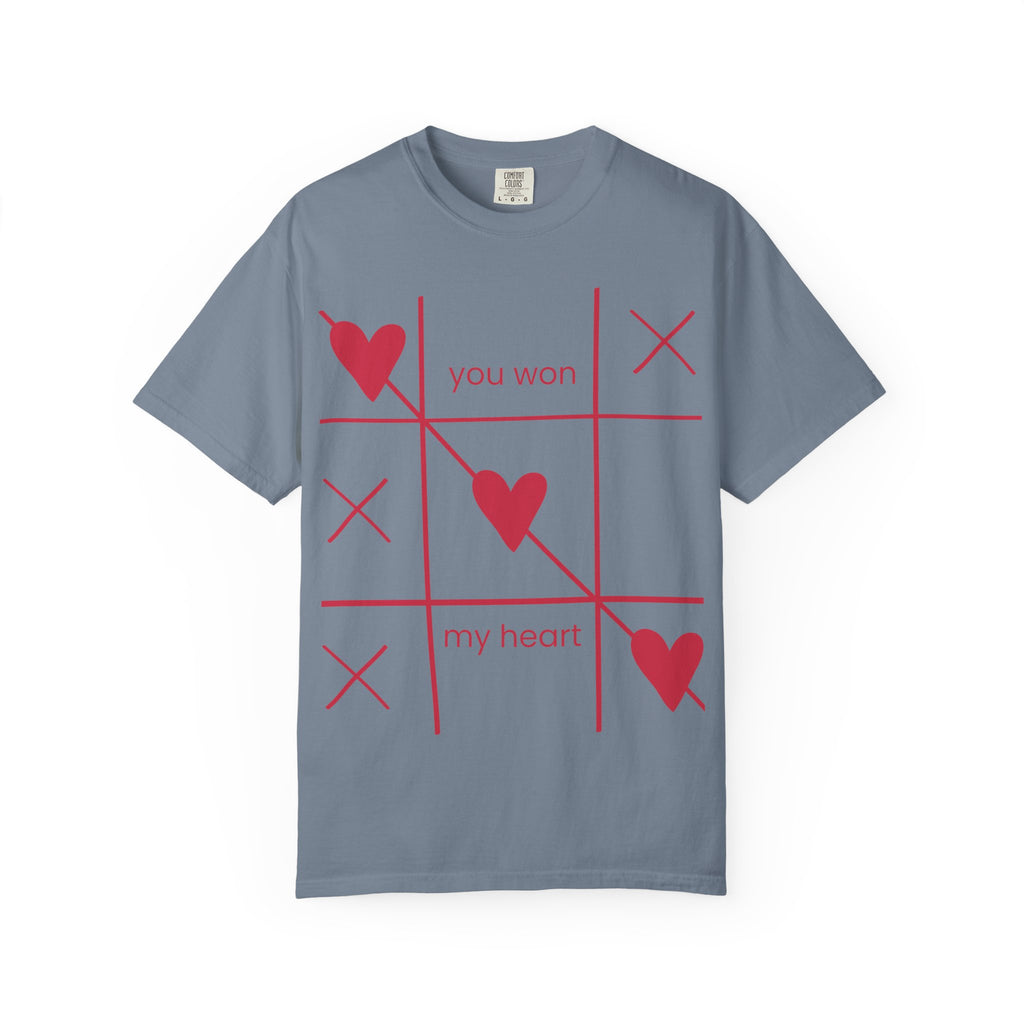Valentine Tic-Tac-Toe Heart T-Shirt — "You Won My Heart" Graphic Tee