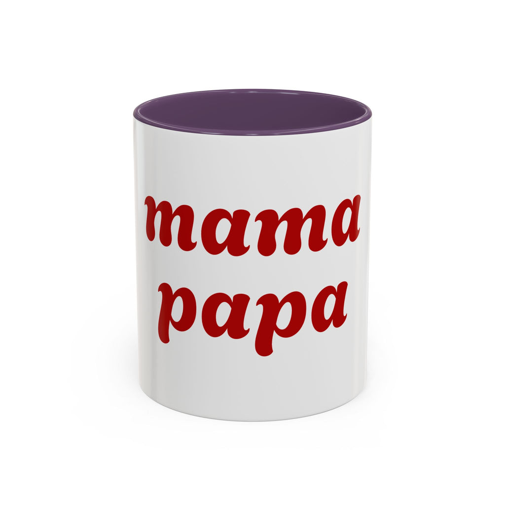 Custom Mama Papa Accent Coffee Mug - Perfect Gift for Parents