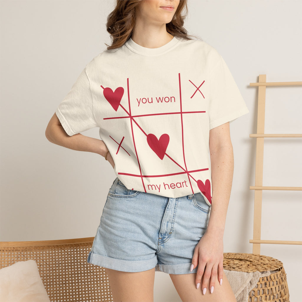 Valentine Tic-Tac-Toe Heart T-Shirt — "You Won My Heart" Graphic Tee