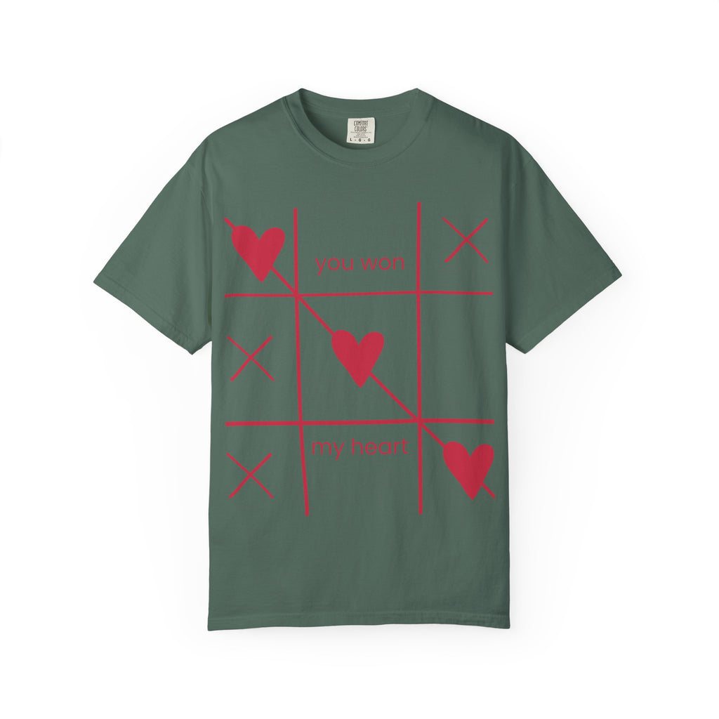 Valentine Tic-Tac-Toe Heart T-Shirt — "You Won My Heart" Graphic Tee