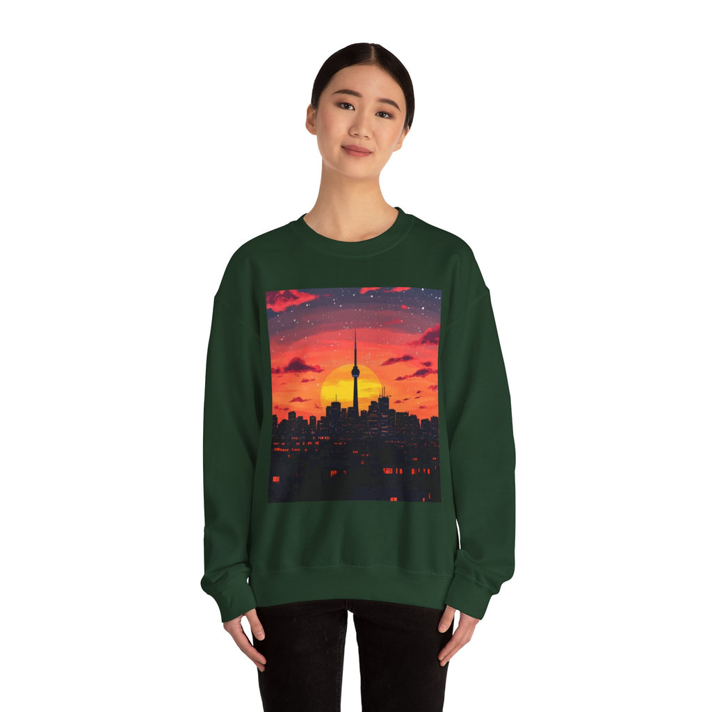 Sunset Skyline Crewneck Sweatshirt — Toronto CN Tower Silhouette Graphic