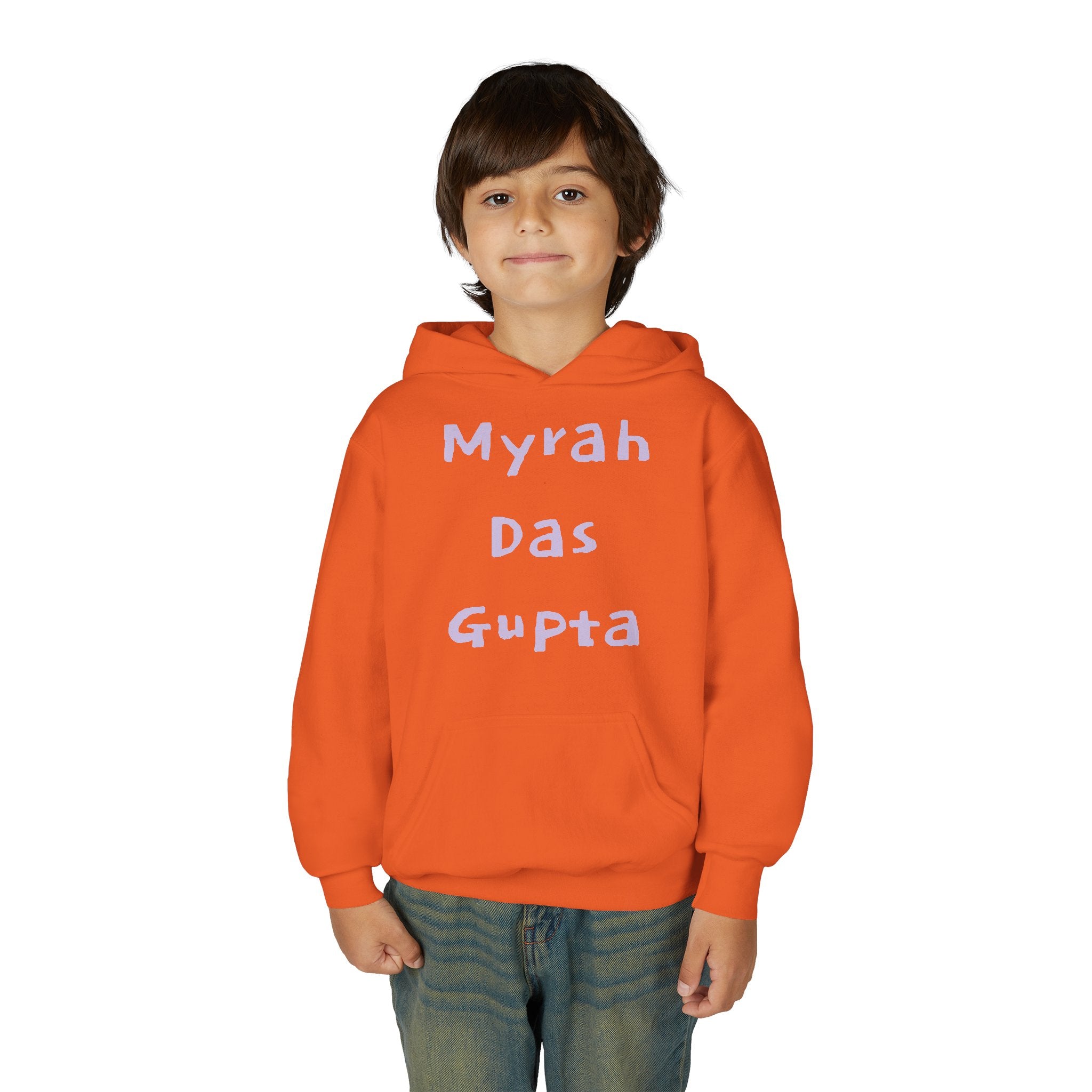 Youth Hoodie — Personalized Lavender Name Hoodie (Front: Myrah Das Gupta, Back: Tuktuk)