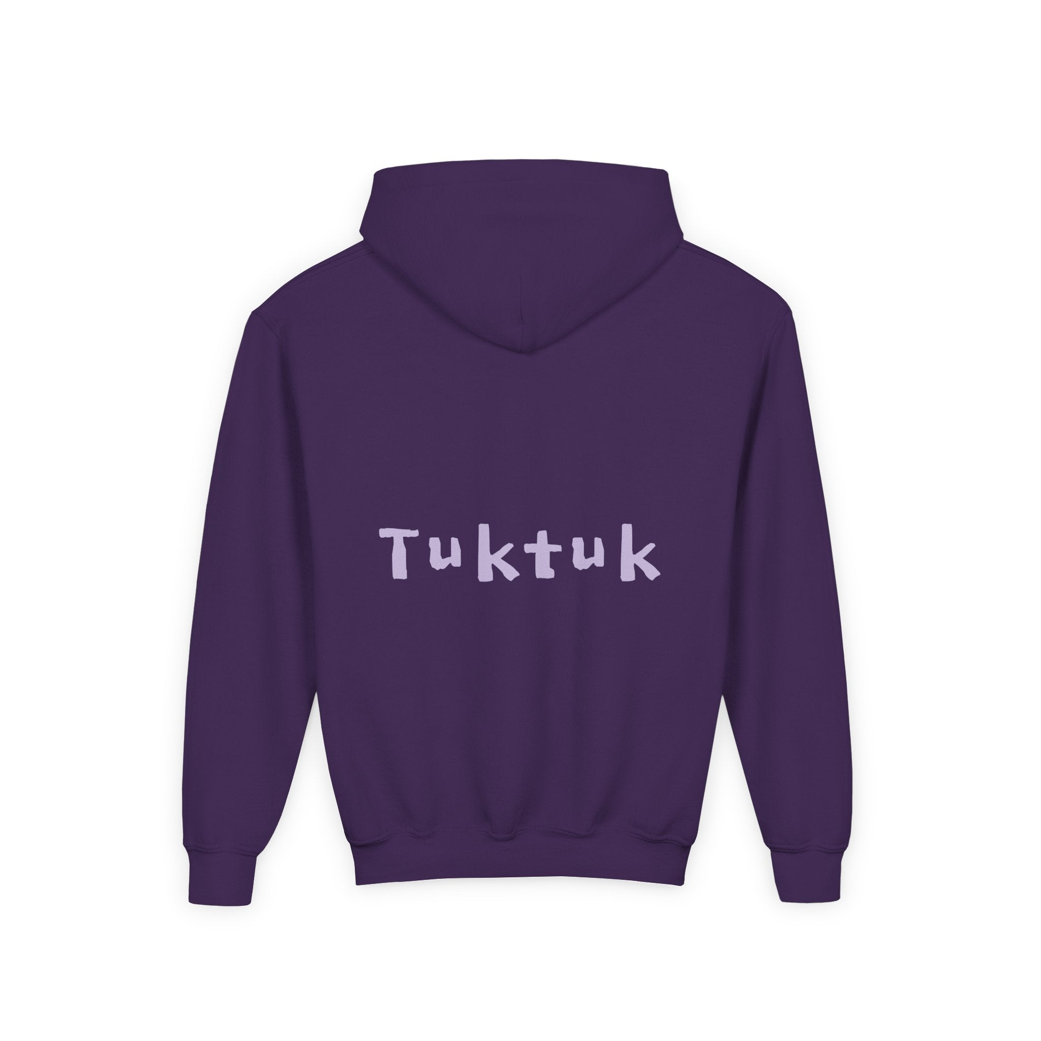 Youth Hoodie — Personalized Lavender Name Hoodie (Front: Myrah Das Gupta, Back: Tuktuk)
