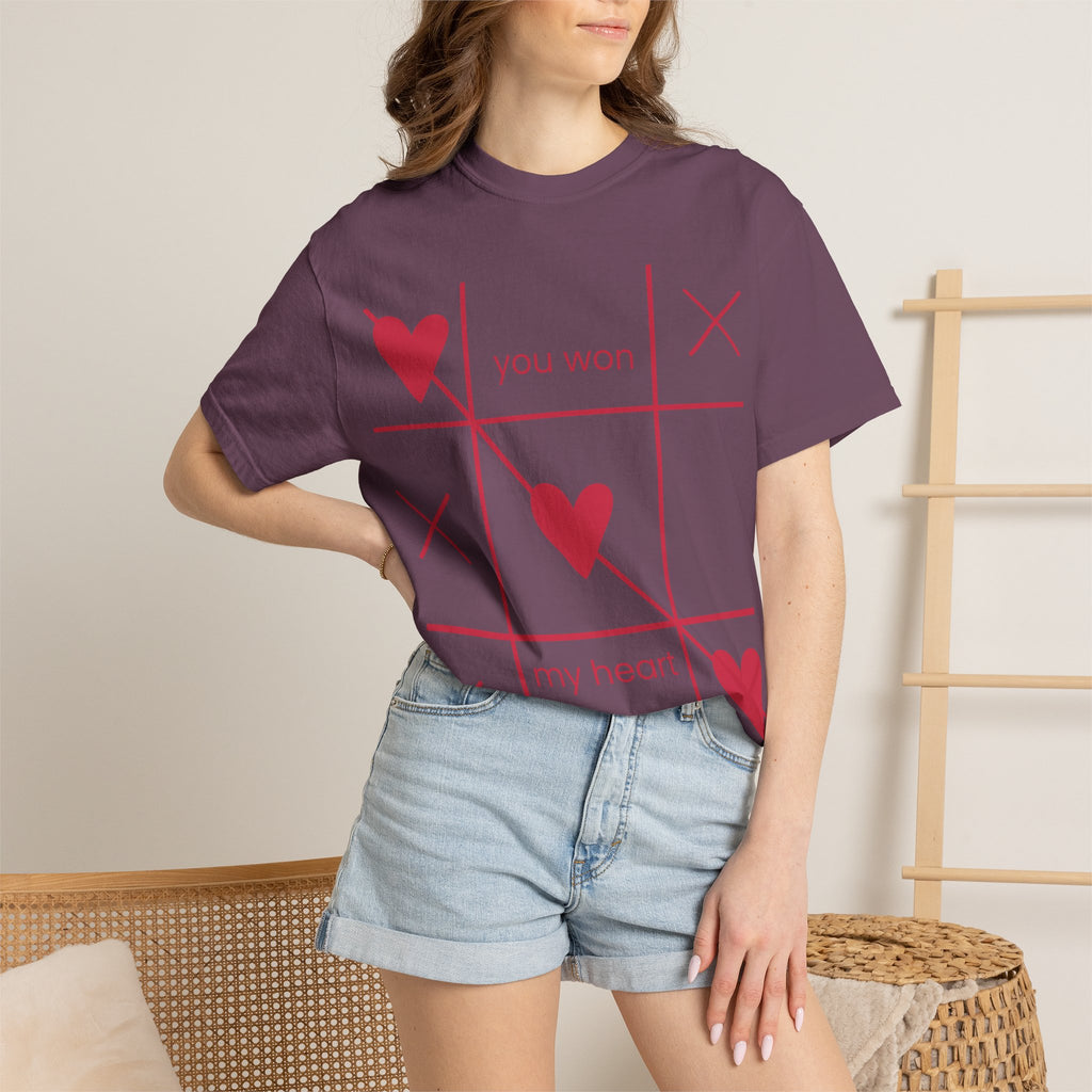 Valentine Tic-Tac-Toe Heart T-Shirt — "You Won My Heart" Graphic Tee