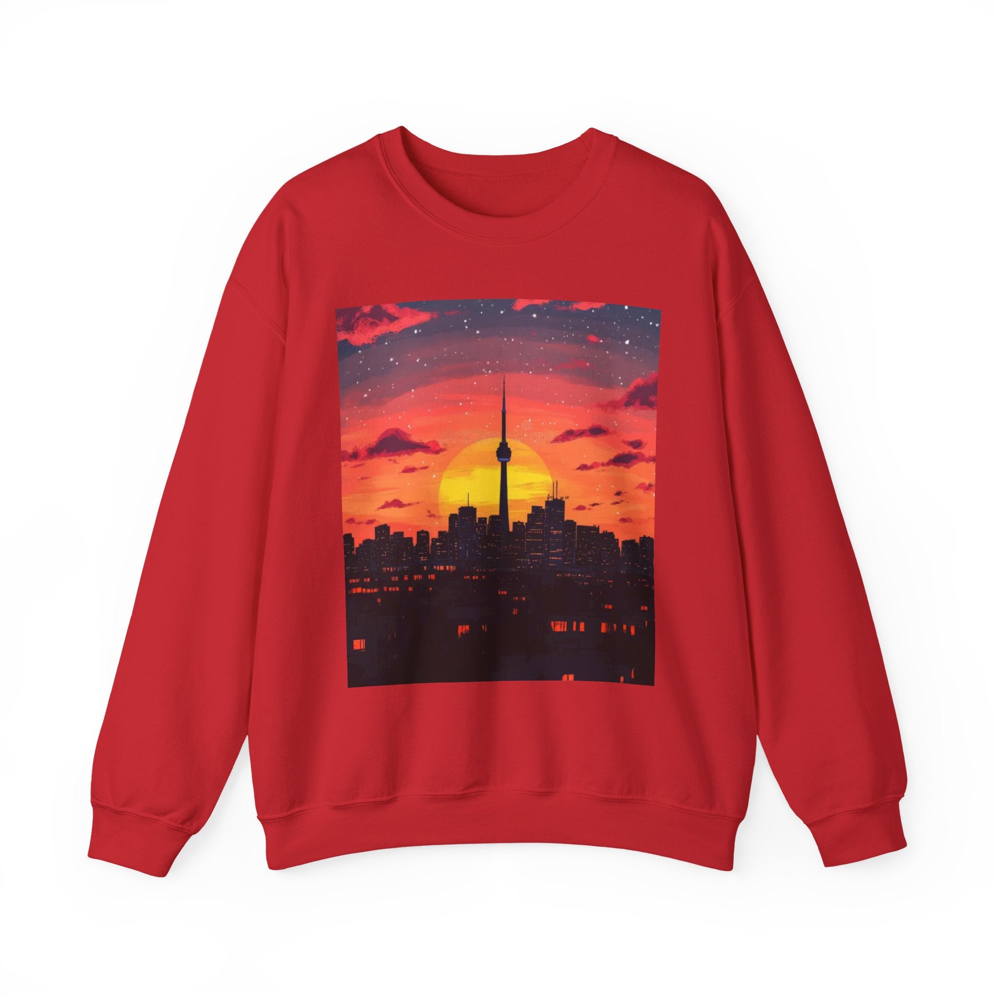 Sunset Skyline Crewneck Sweatshirt — Toronto CN Tower Silhouette Graphic