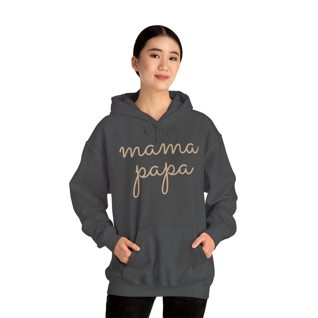 Mama Papa Hoodie — Minimal Script Parent Matching Pullover