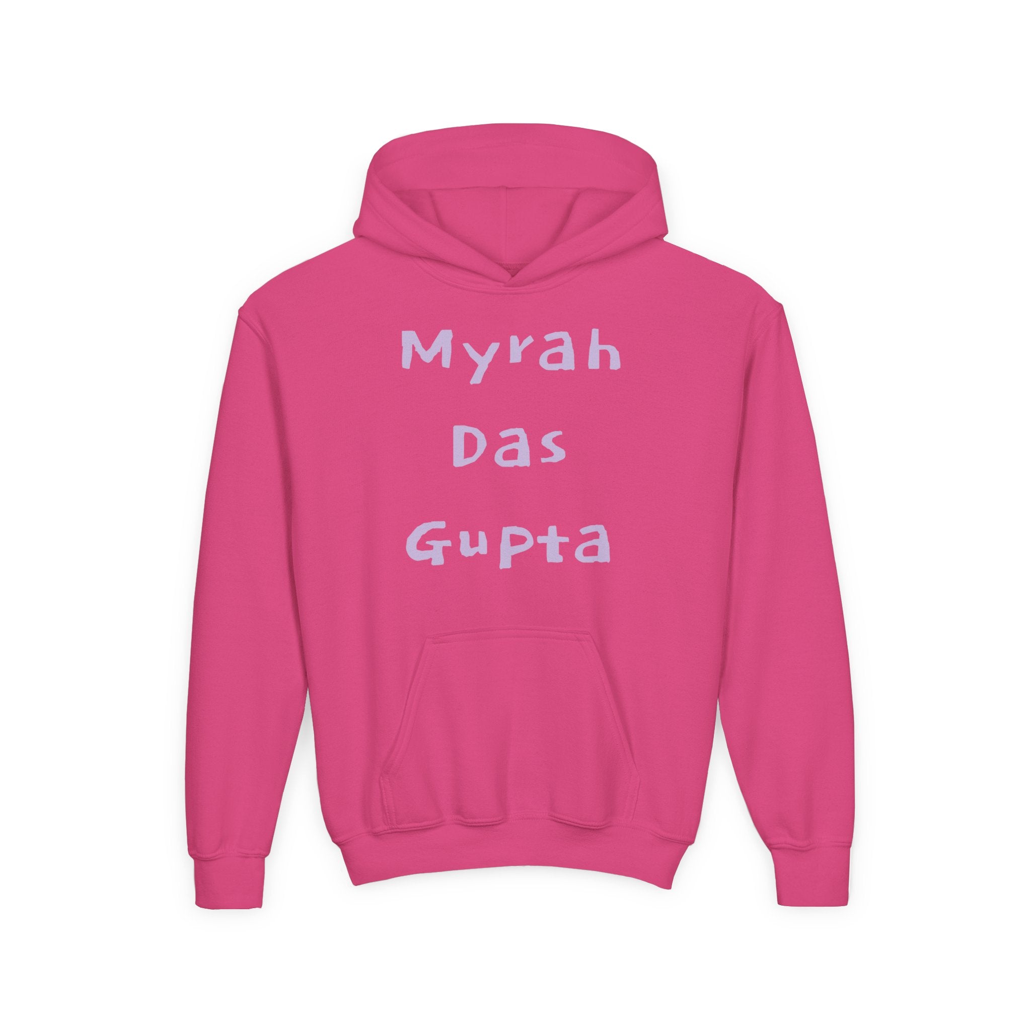 Youth Hoodie — Personalized Lavender Name Hoodie (Front: Myrah Das Gupta, Back: Tuktuk)