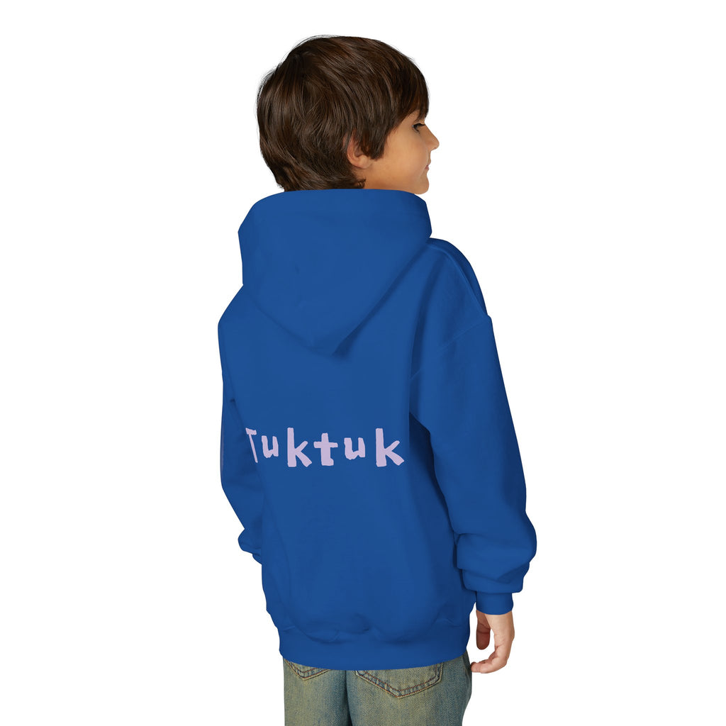 Youth Hoodie — Personalized Lavender Name Hoodie (Front: Myrah Das Gupta, Back: Tuktuk)