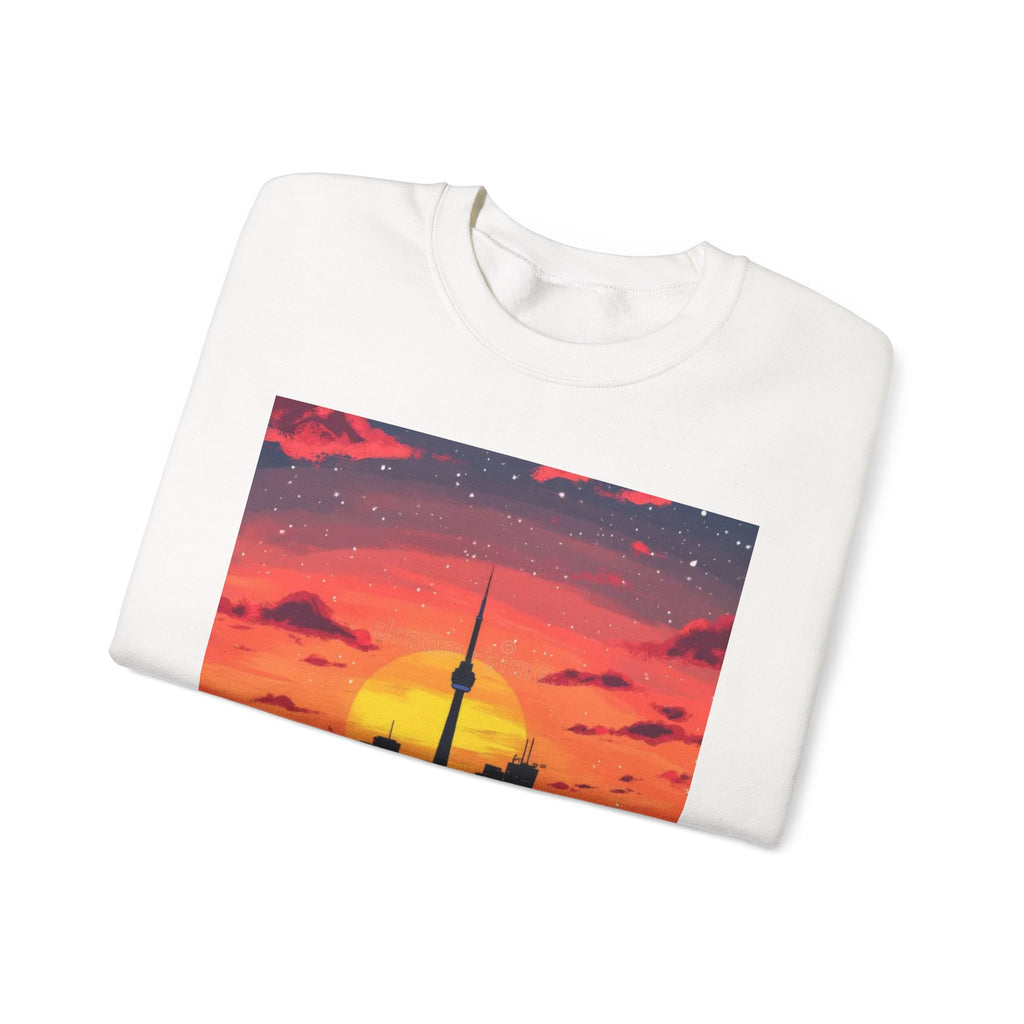 Sunset Skyline Crewneck Sweatshirt — Toronto CN Tower Silhouette Graphic