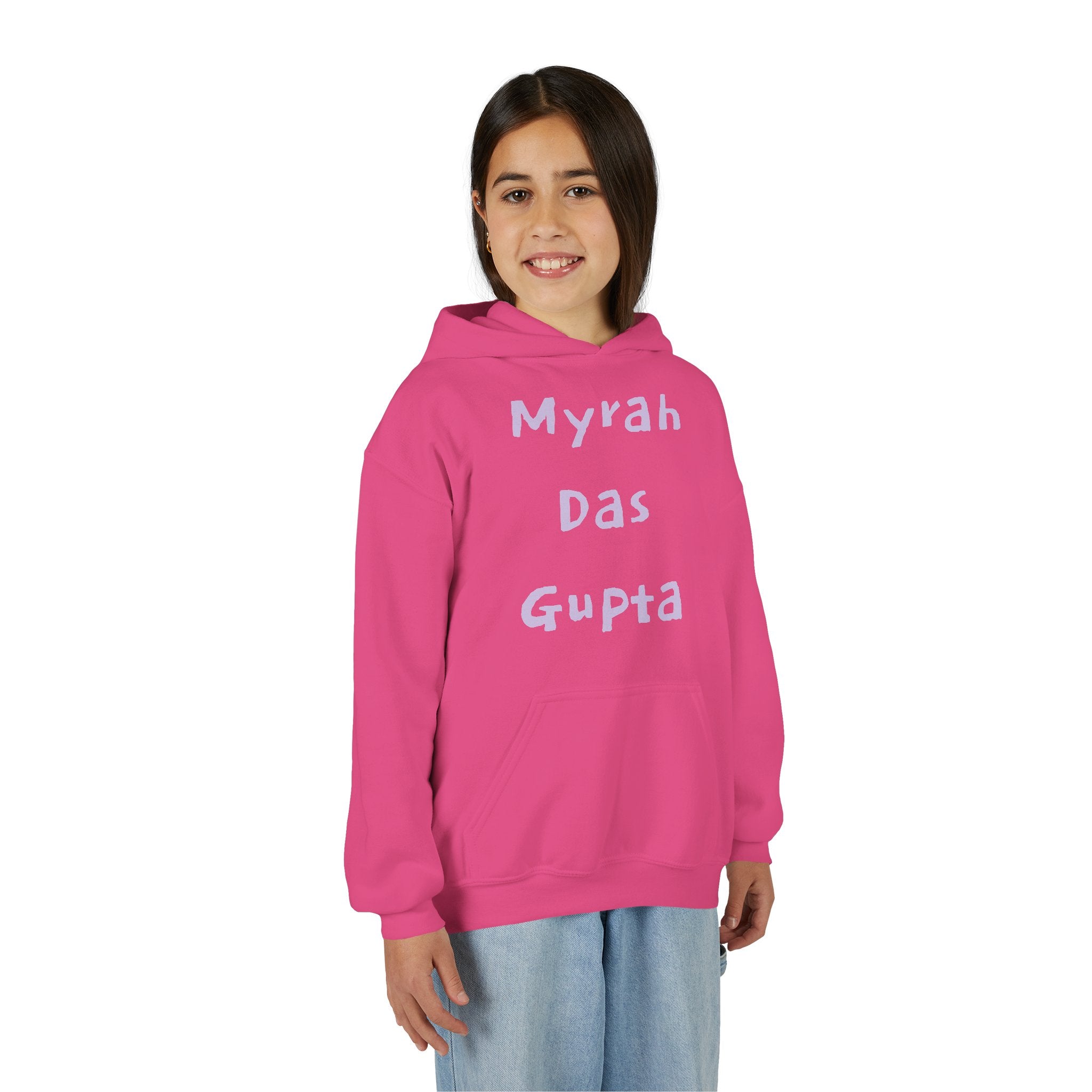 Youth Hoodie — Personalized Lavender Name Hoodie (Front: Myrah Das Gupta, Back: Tuktuk)