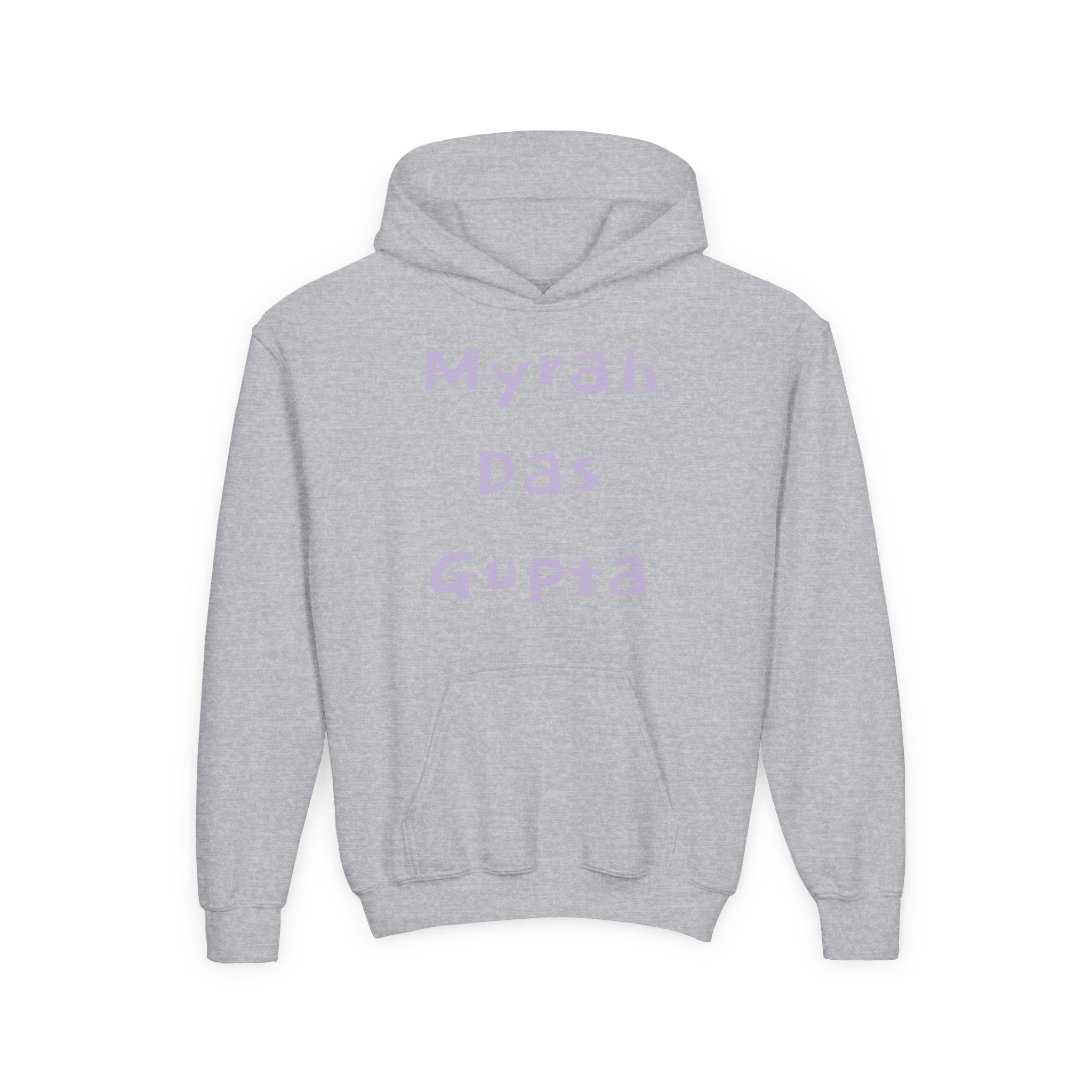 Youth Hoodie — Personalized Lavender Name Hoodie (Front: Myrah Das Gupta, Back: Tuktuk)