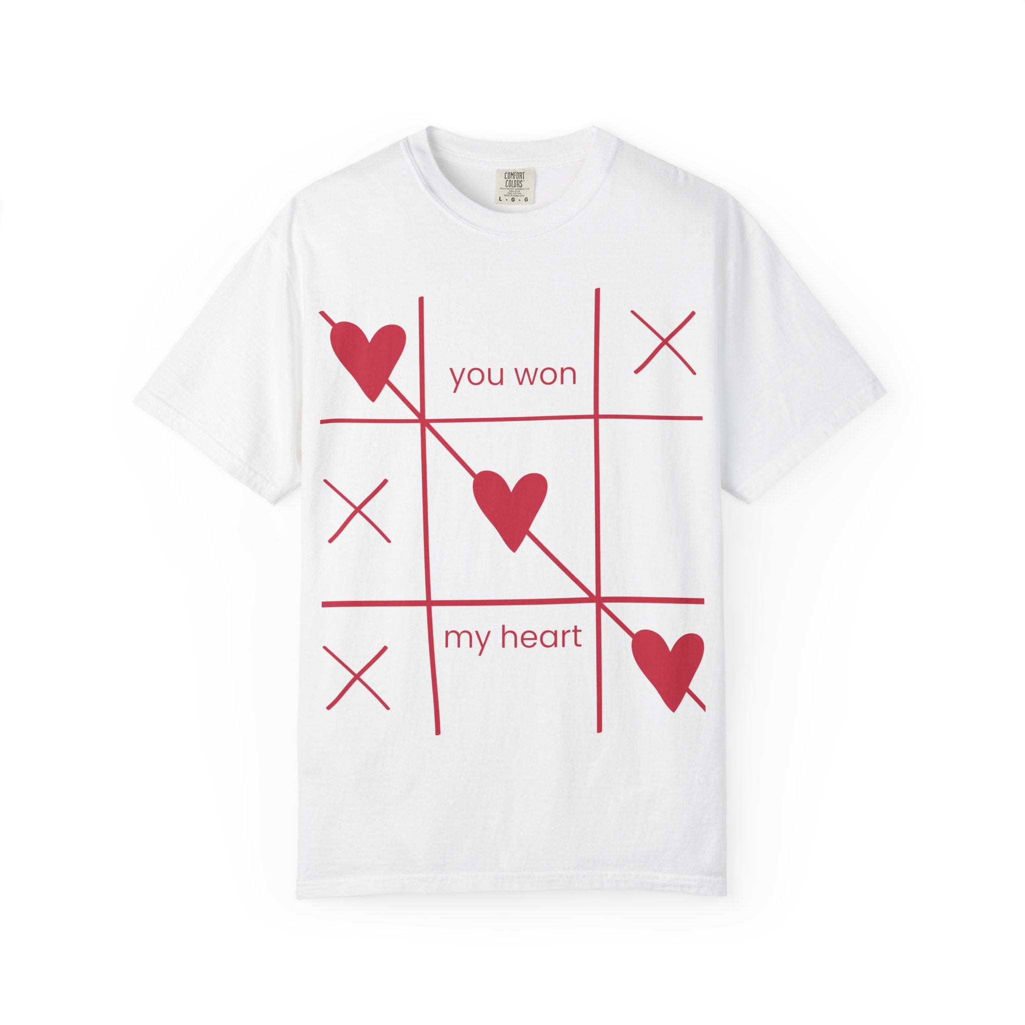 Valentine Tic-Tac-Toe Heart T-Shirt — "You Won My Heart" Graphic Tee