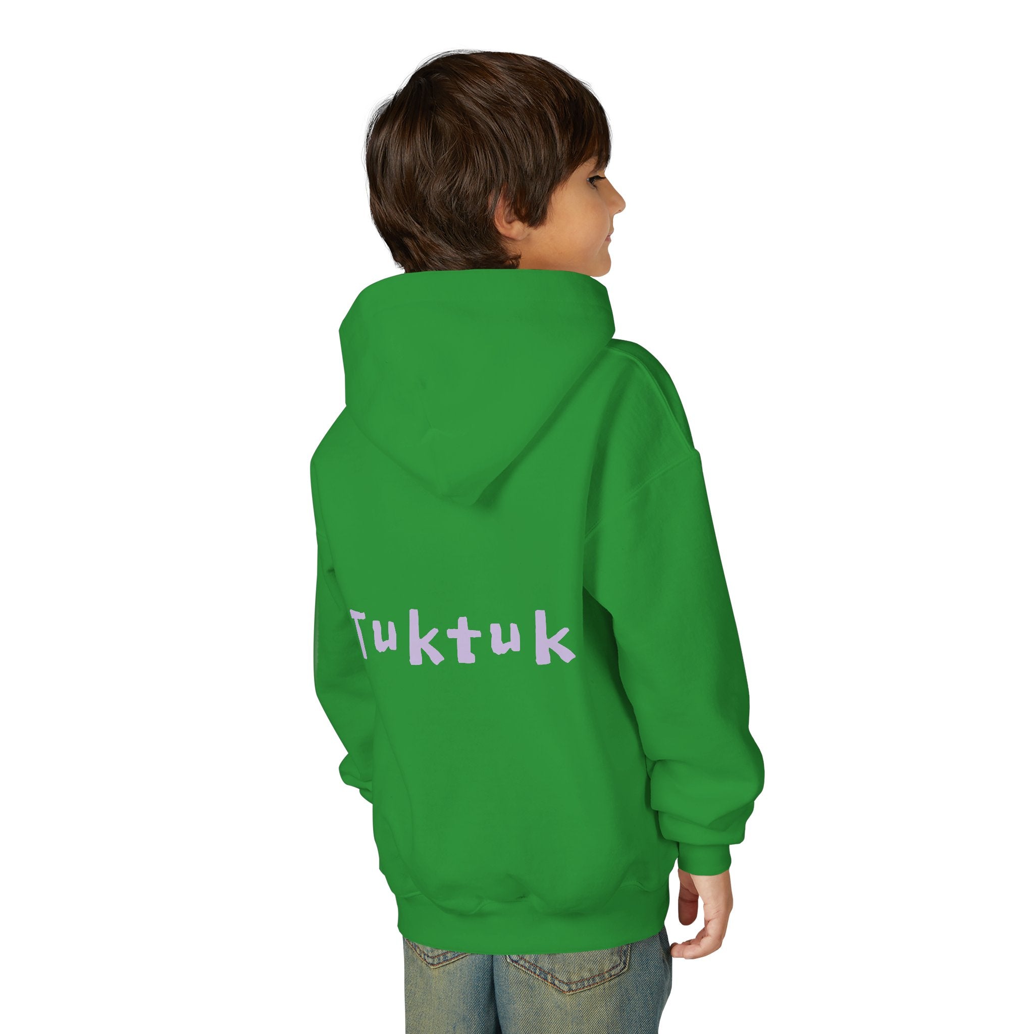 Youth Hoodie — Personalized Lavender Name Hoodie (Front: Myrah Das Gupta, Back: Tuktuk)