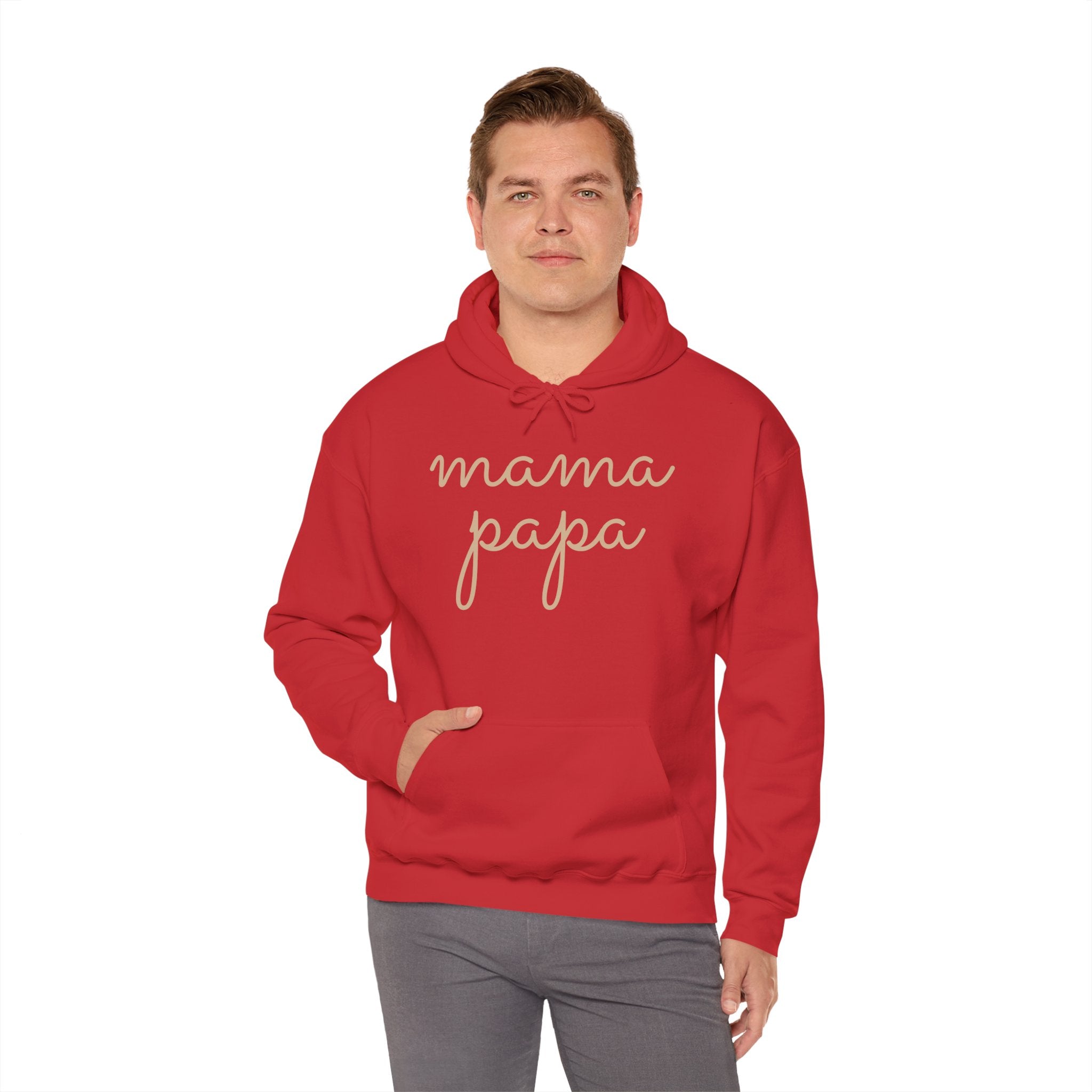 Mama Papa Hoodie — Minimal Script Parent Matching Pullover