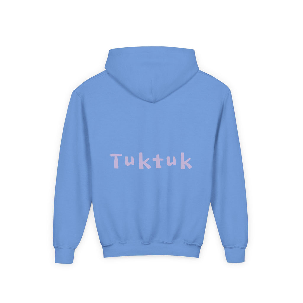 Youth Hoodie — Personalized Lavender Name Hoodie (Front: Myrah Das Gupta, Back: Tuktuk)