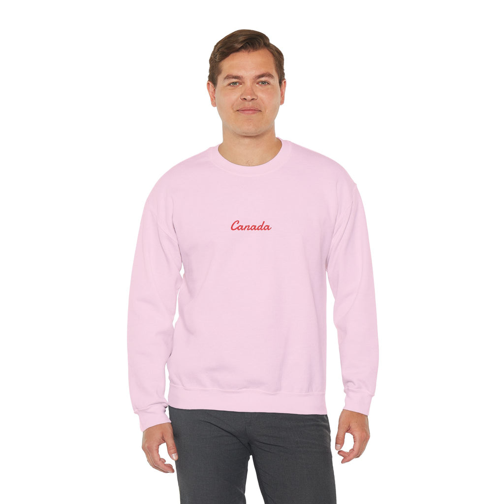 Canada Script Crewneck Sweatshirt — Minimal Red Embroidered Canada Pullover