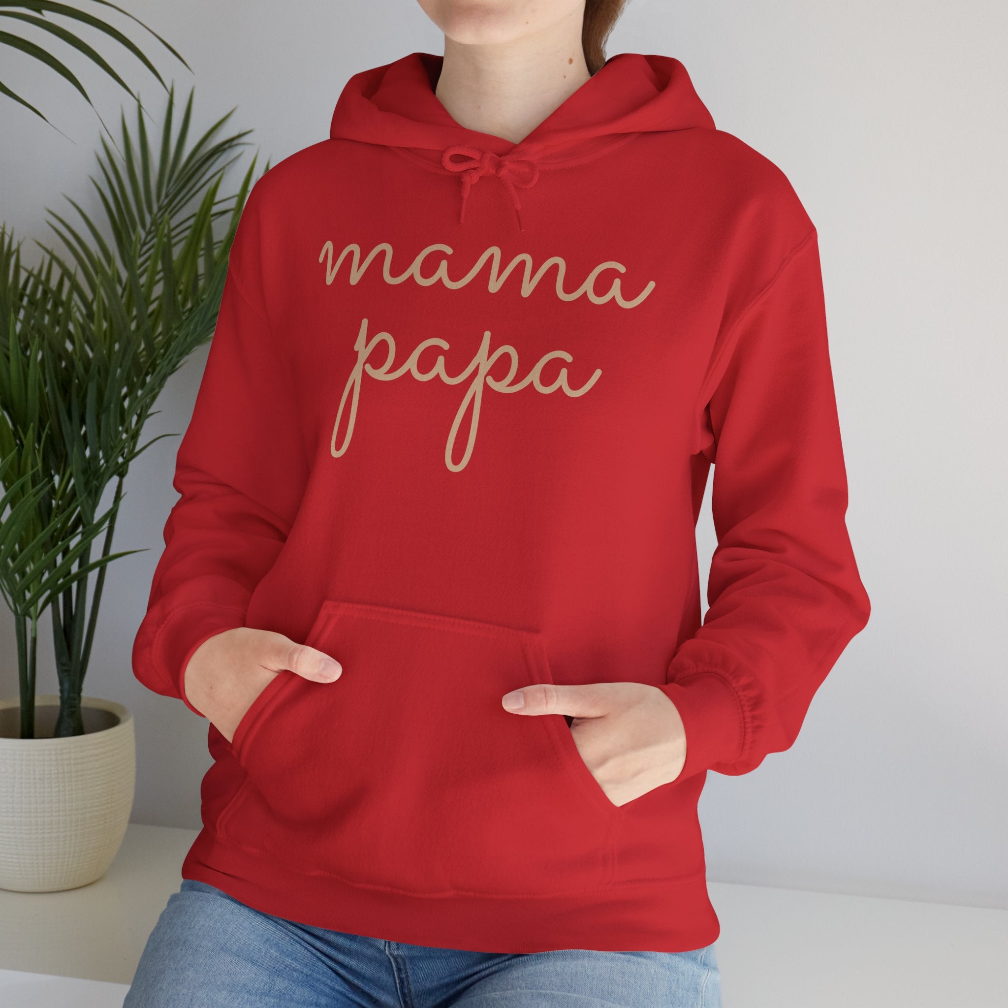 Mama Papa Hoodie — Minimal Script Parent Matching Pullover