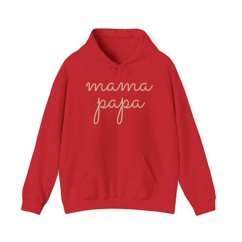 Mama Papa Hoodie — Minimal Script Parent Matching Pullover