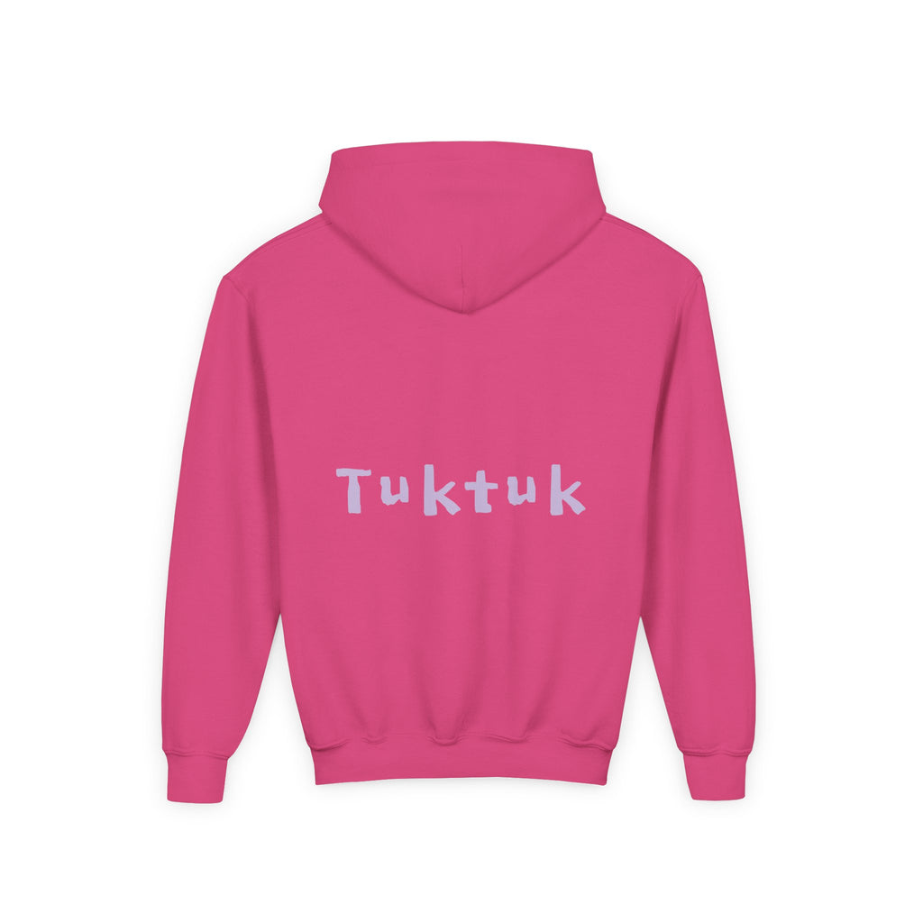Youth Hoodie — Personalized Lavender Name Hoodie (Front: Myrah Das Gupta, Back: Tuktuk)