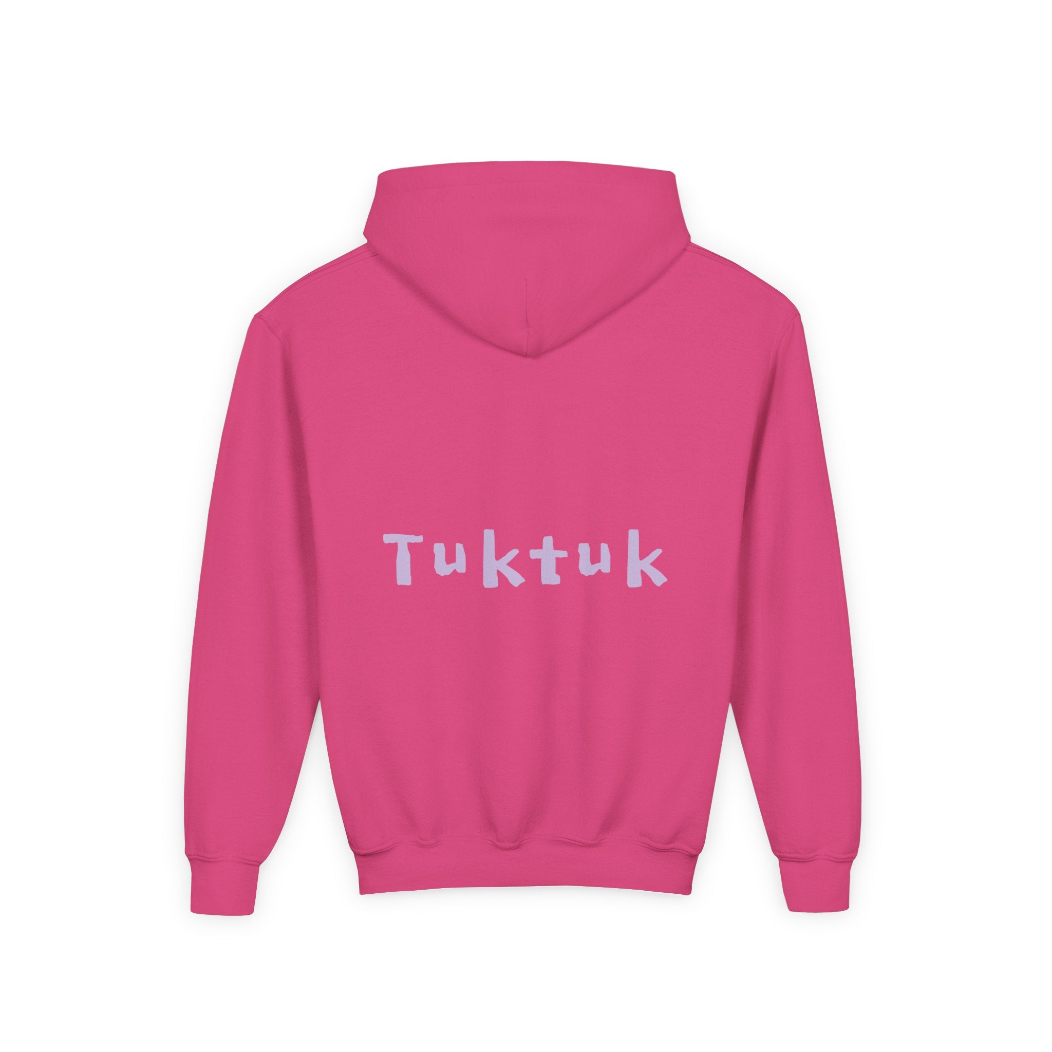 Youth Hoodie — Personalized Lavender Name Hoodie (Front: Myrah Das Gupta, Back: Tuktuk)
