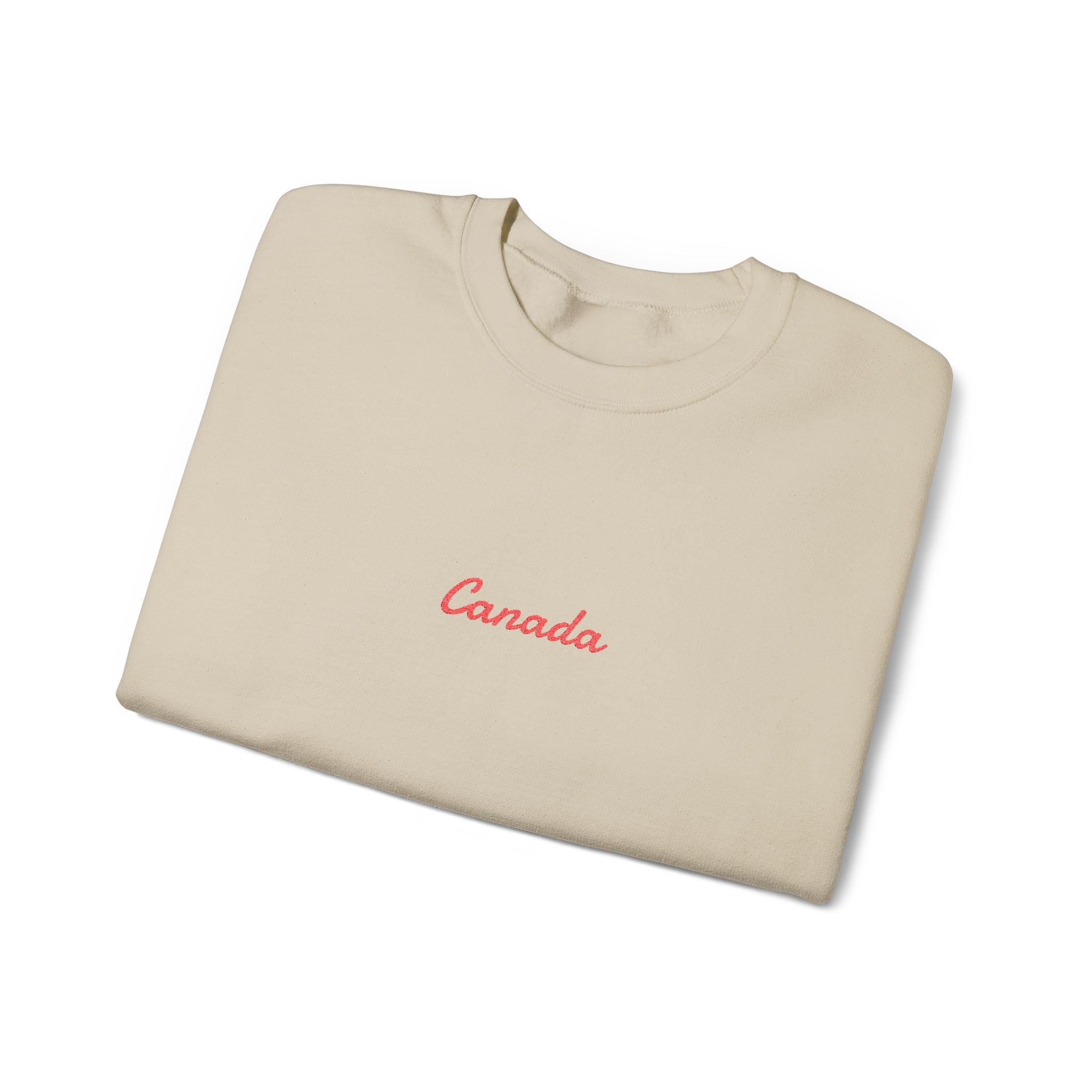 Canada Script Crewneck Sweatshirt — Minimal Red Embroidered Canada Pullover