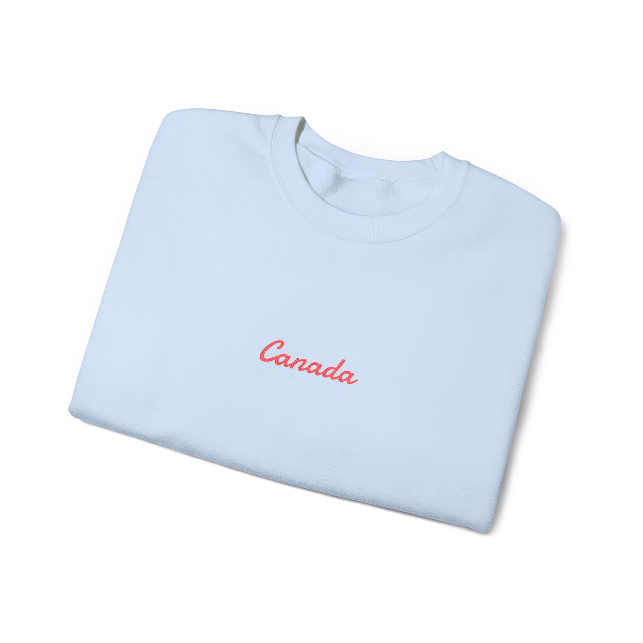 Canada Script Crewneck Sweatshirt — Minimal Red Embroidered Canada Pullover