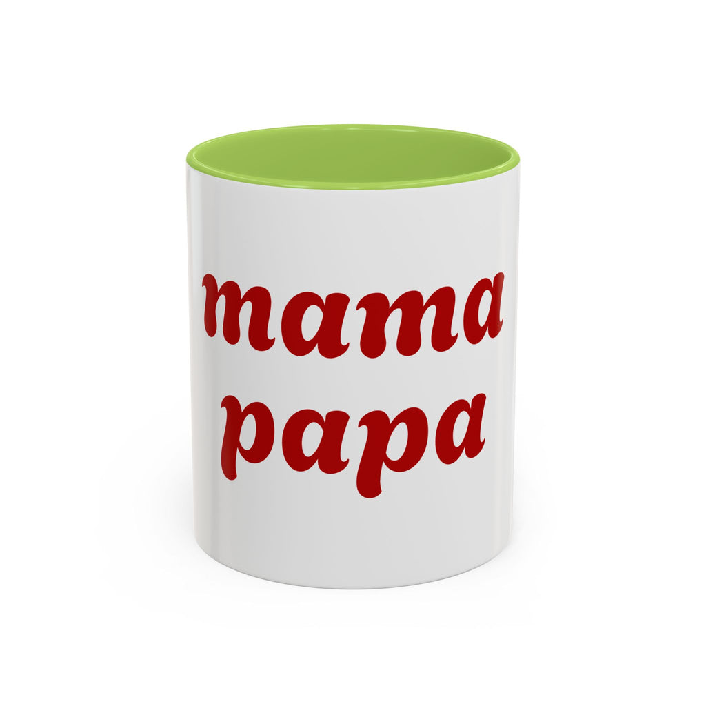 Custom Mama Papa Accent Coffee Mug - Perfect Gift for Parents