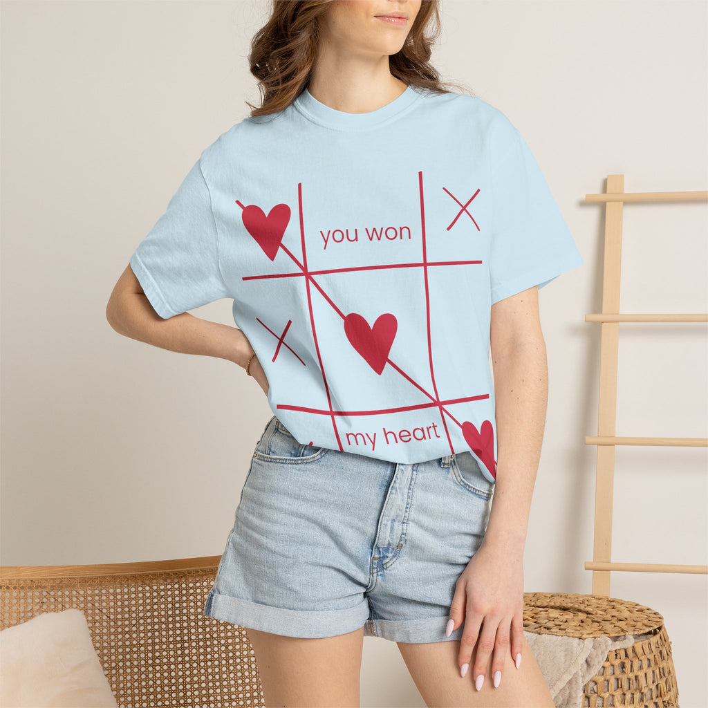 Valentine Tic-Tac-Toe Heart T-Shirt — "You Won My Heart" Graphic Tee