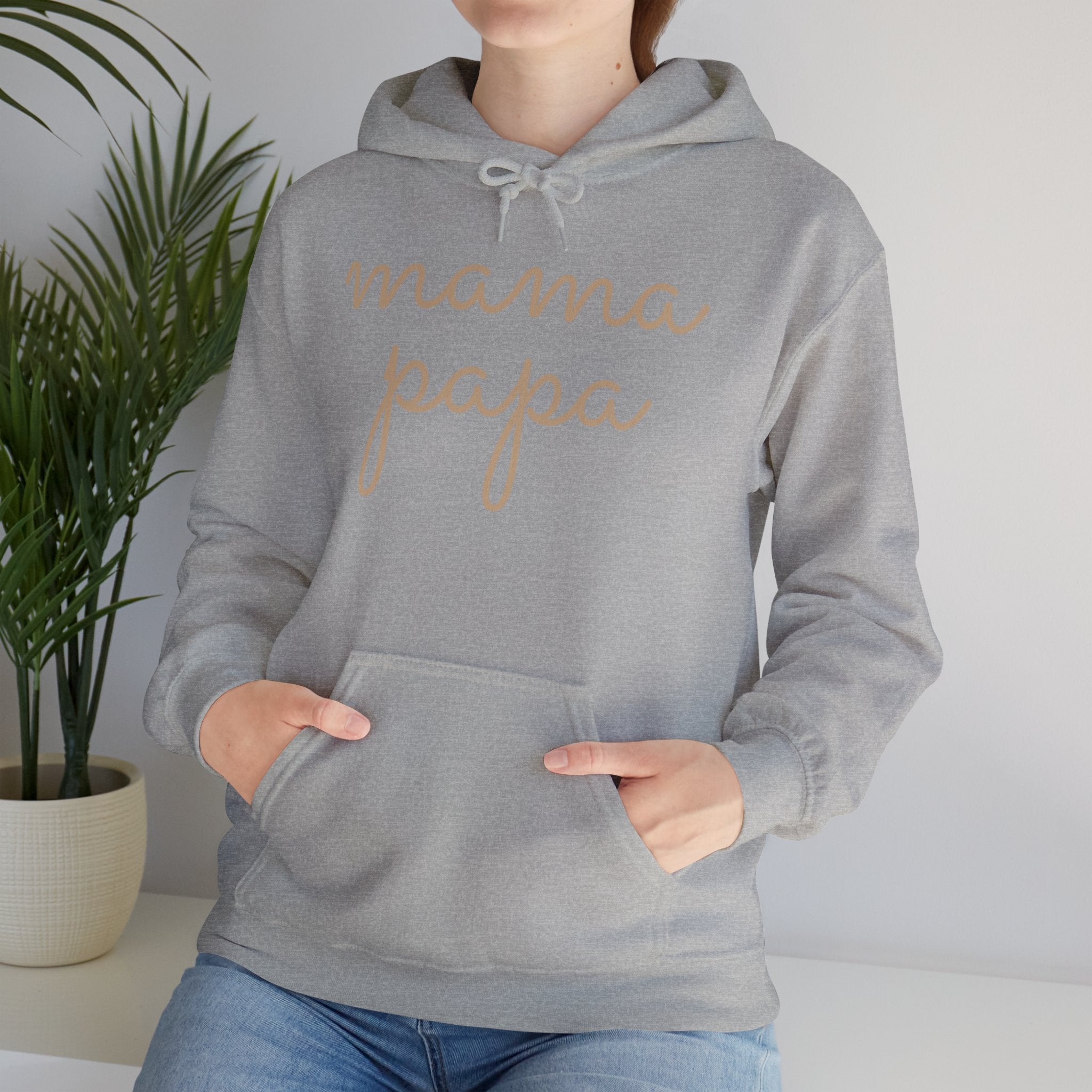 Mama Papa Hoodie — Minimal Script Parent Matching Pullover