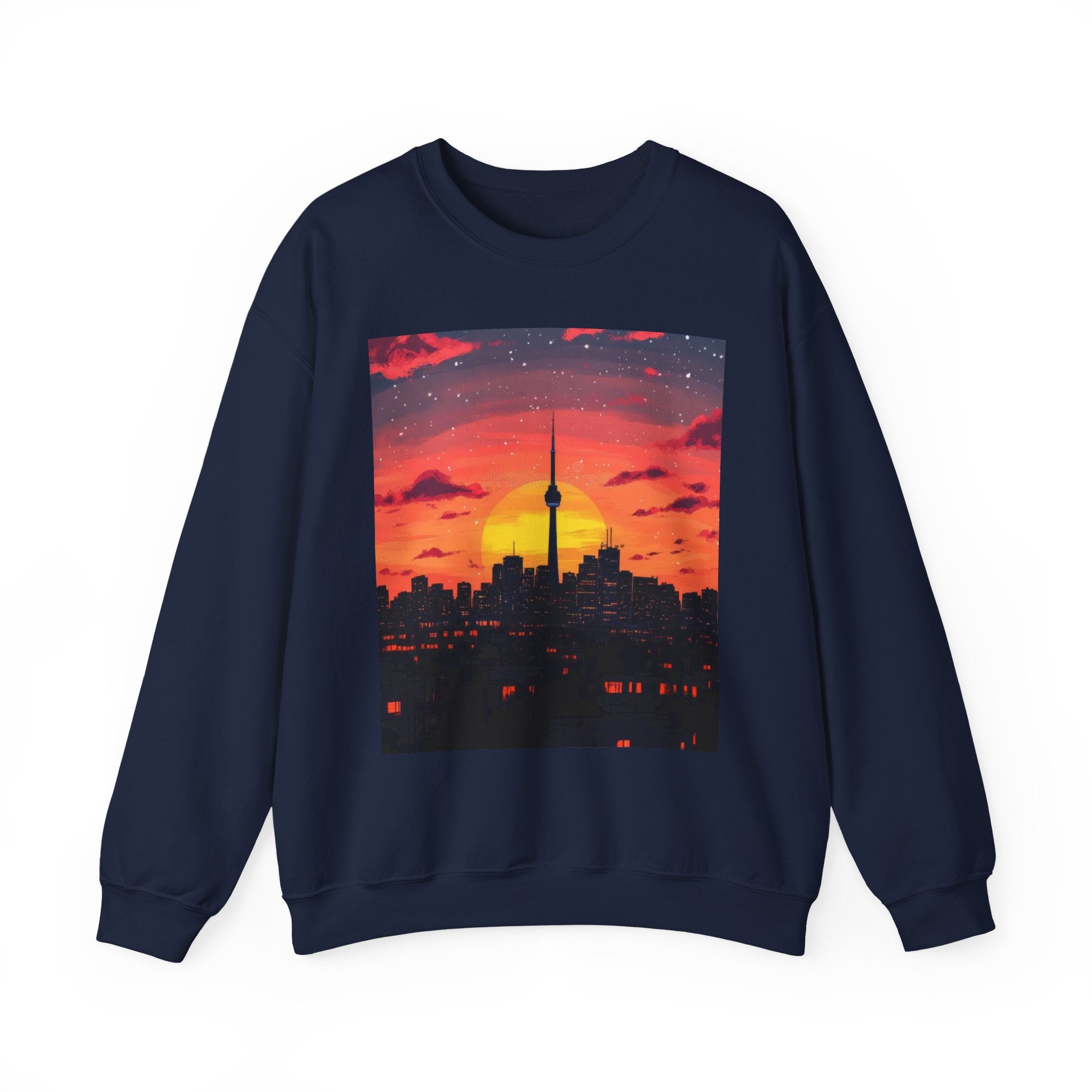 Sunset Skyline Crewneck Sweatshirt — Toronto CN Tower Silhouette Graphic