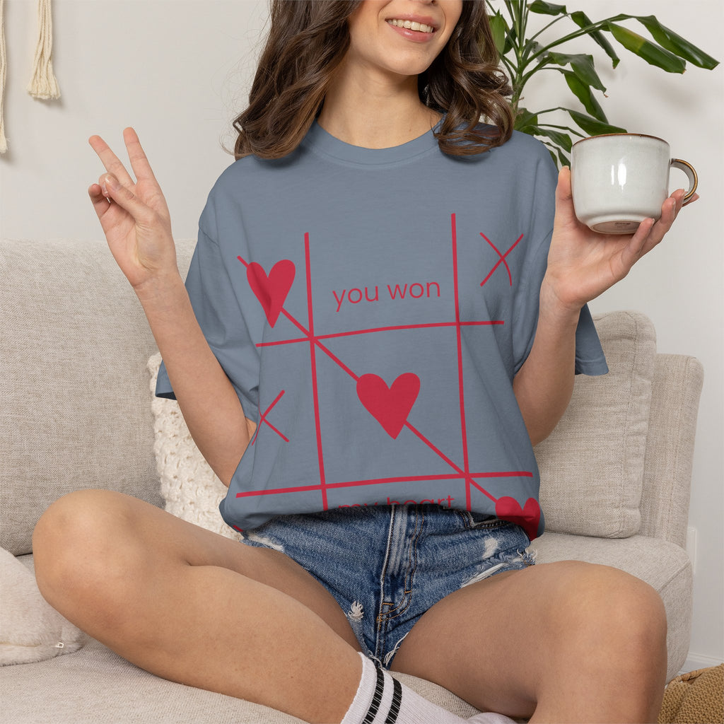 Valentine Tic-Tac-Toe Heart T-Shirt — "You Won My Heart" Graphic Tee