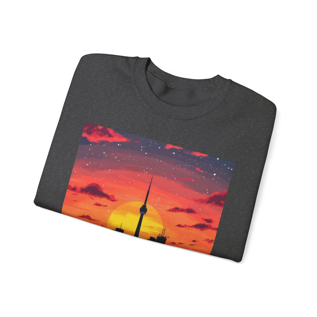 Sunset Skyline Crewneck Sweatshirt — Toronto CN Tower Silhouette Graphic