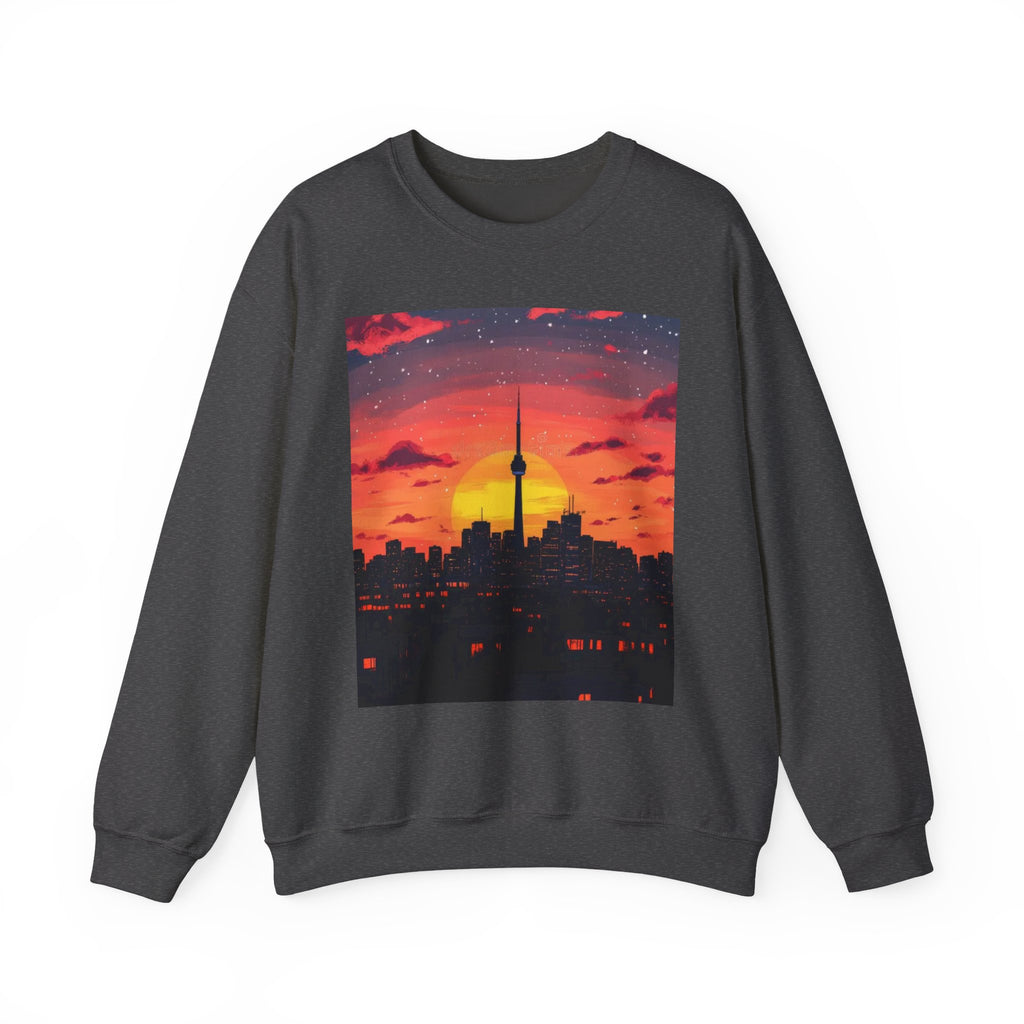 Sunset Skyline Crewneck Sweatshirt — Toronto CN Tower Silhouette Graphic