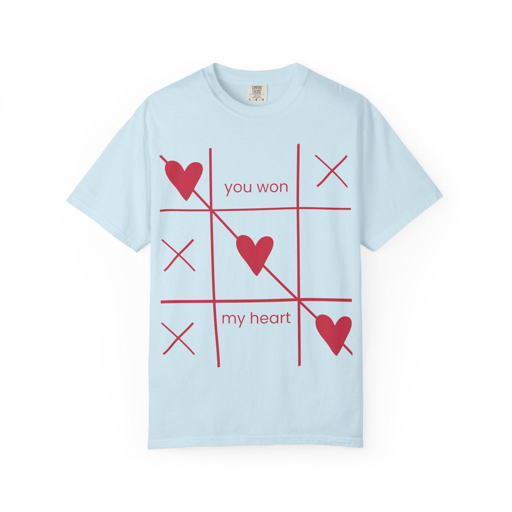 Valentine Tic-Tac-Toe Heart T-Shirt — "You Won My Heart" Graphic Tee