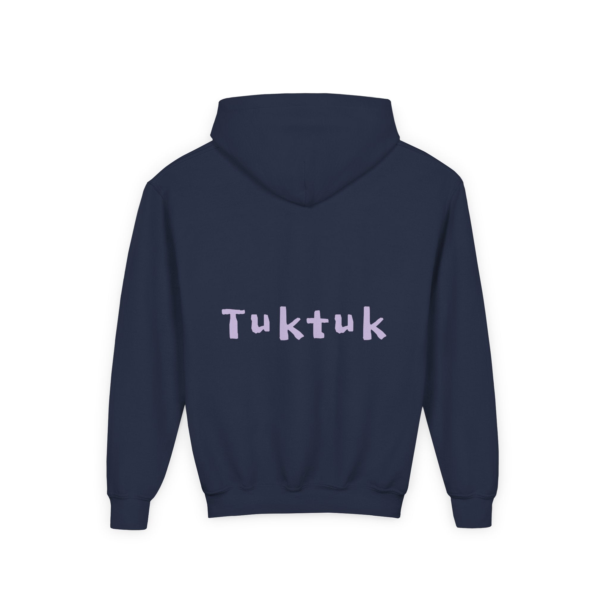 Youth Hoodie — Personalized Lavender Name Hoodie (Front: Myrah Das Gupta, Back: Tuktuk)