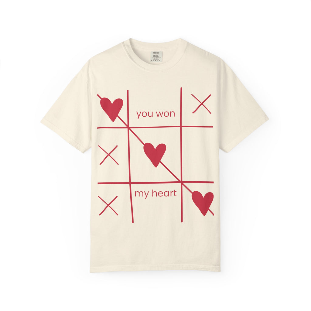 Valentine Tic-Tac-Toe Heart T-Shirt — "You Won My Heart" Graphic Tee