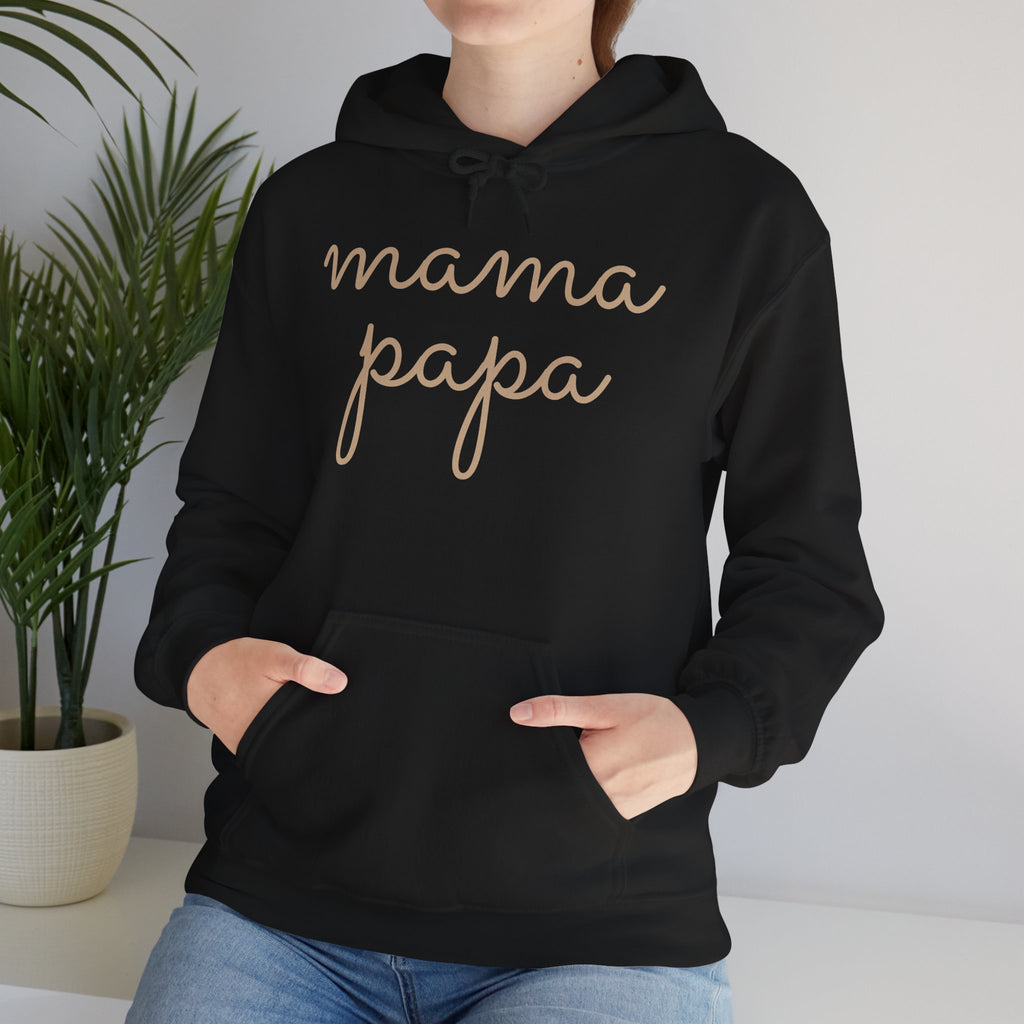 Mama Papa Hoodie — Minimal Script Parent Matching Pullover