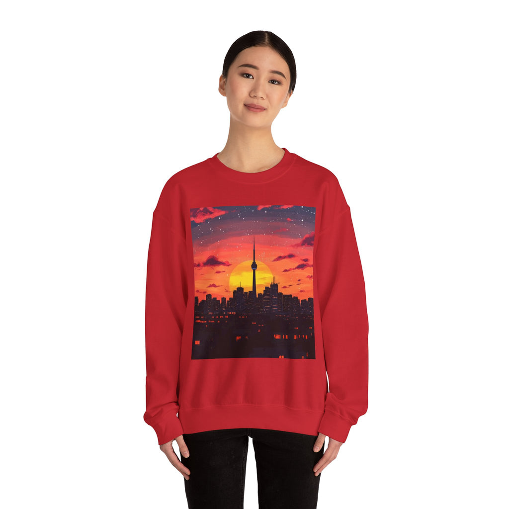 Sunset Skyline Crewneck Sweatshirt — Toronto CN Tower Silhouette Graphic