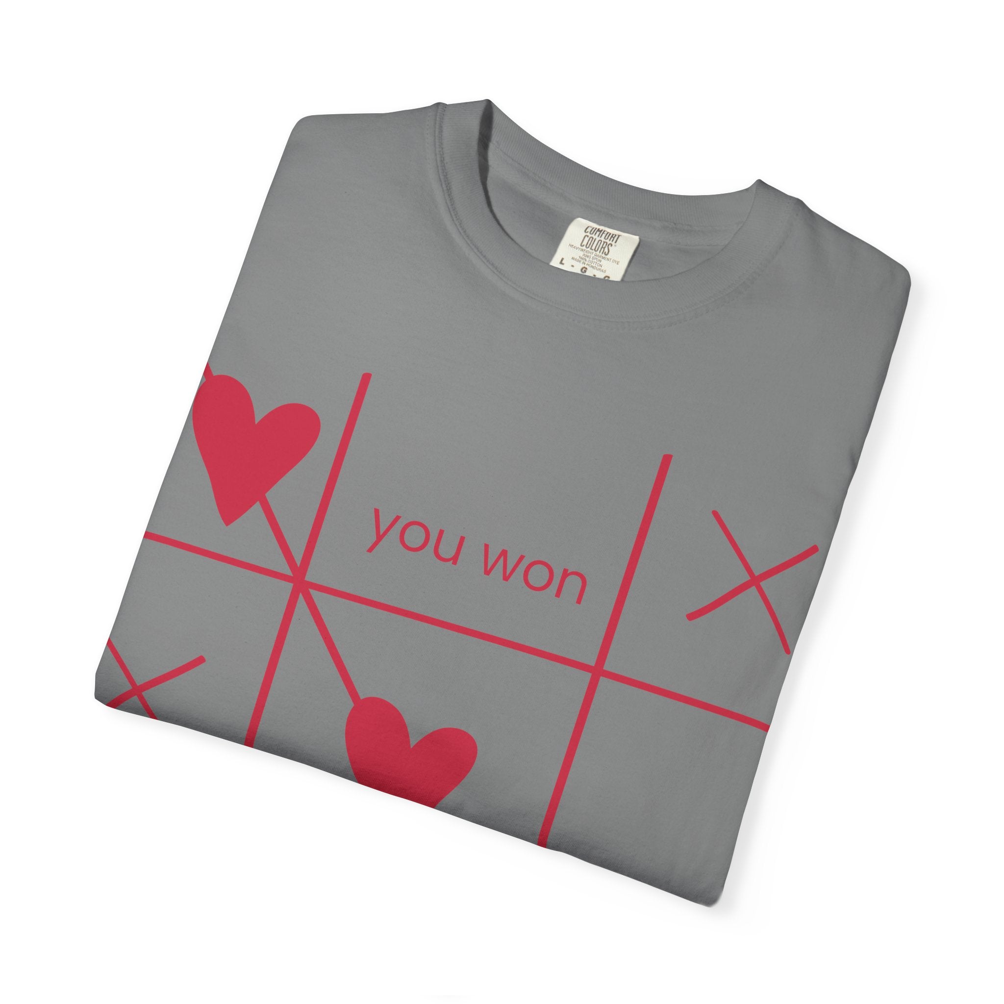 Valentine Tic-Tac-Toe Heart T-Shirt — "You Won My Heart" Graphic Tee
