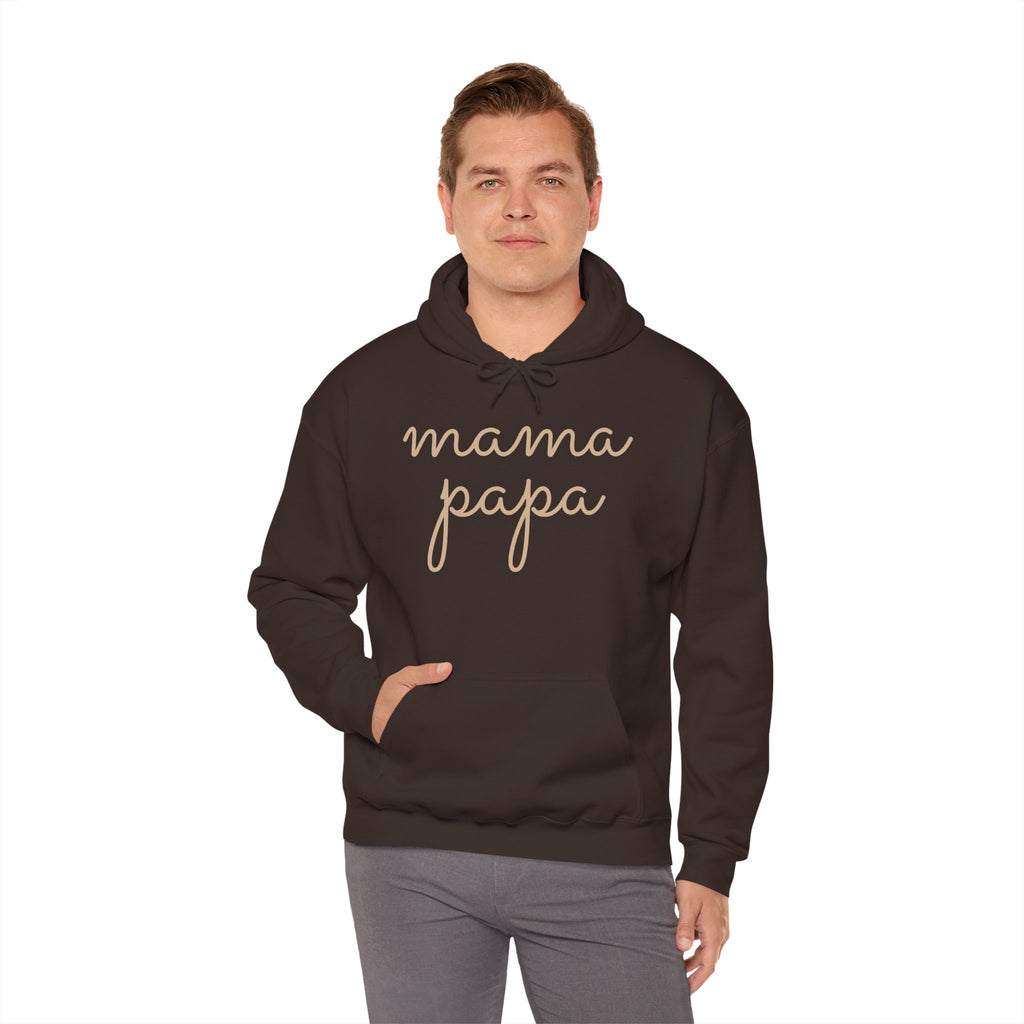 Mama Papa Hoodie — Minimal Script Parent Matching Pullover