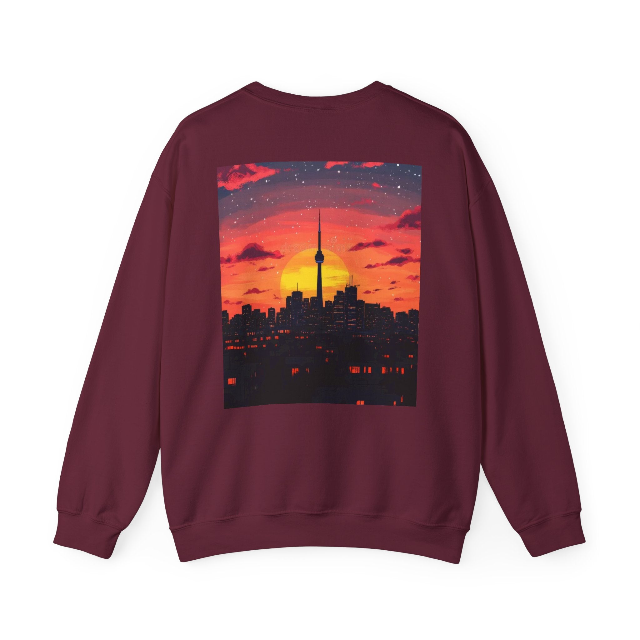 Sunset Skyline Crewneck Sweatshirt — Toronto CN Tower Silhouette Graphic