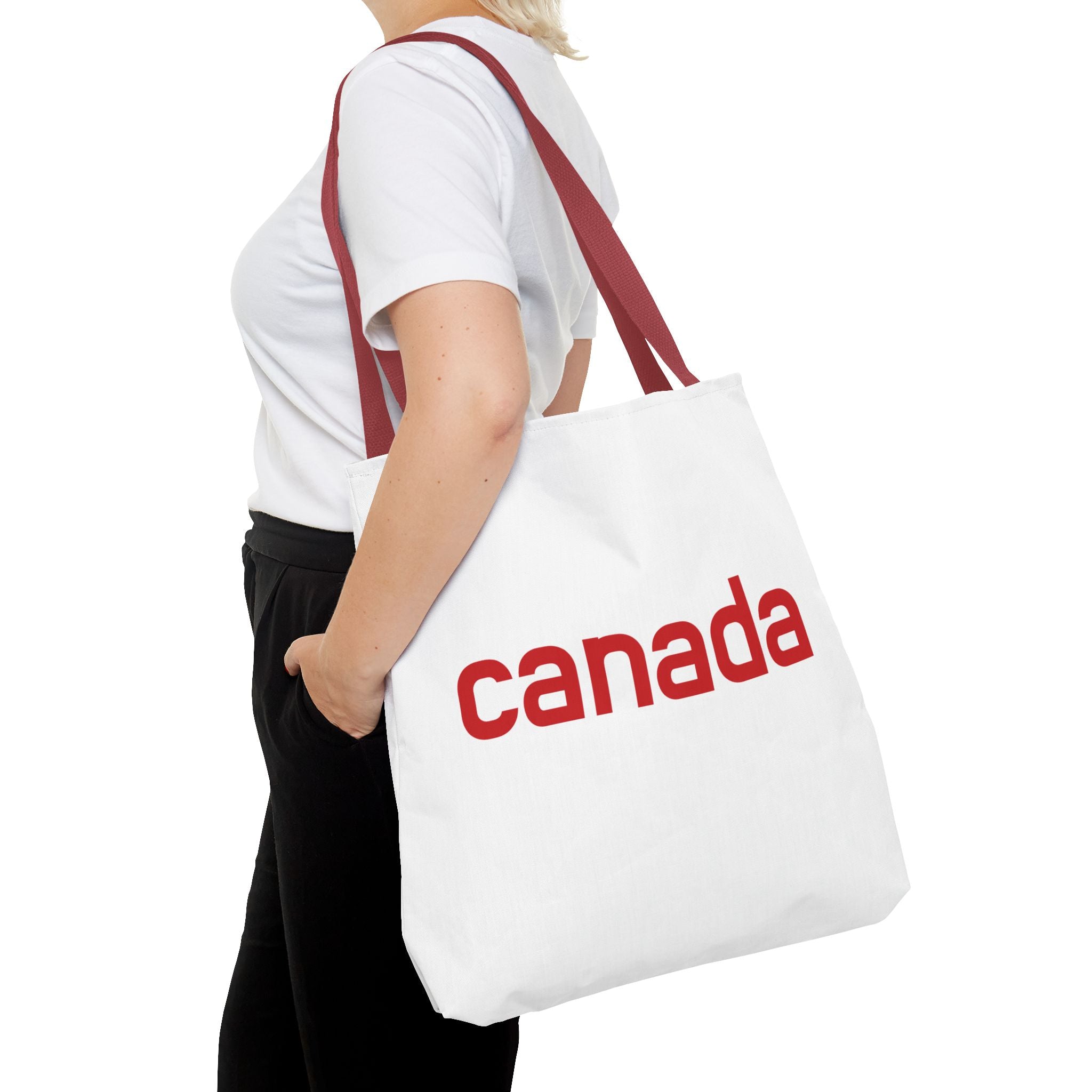 Canada Tote Bag – Minimal Red 'canada' Travel & Everyday Carryall