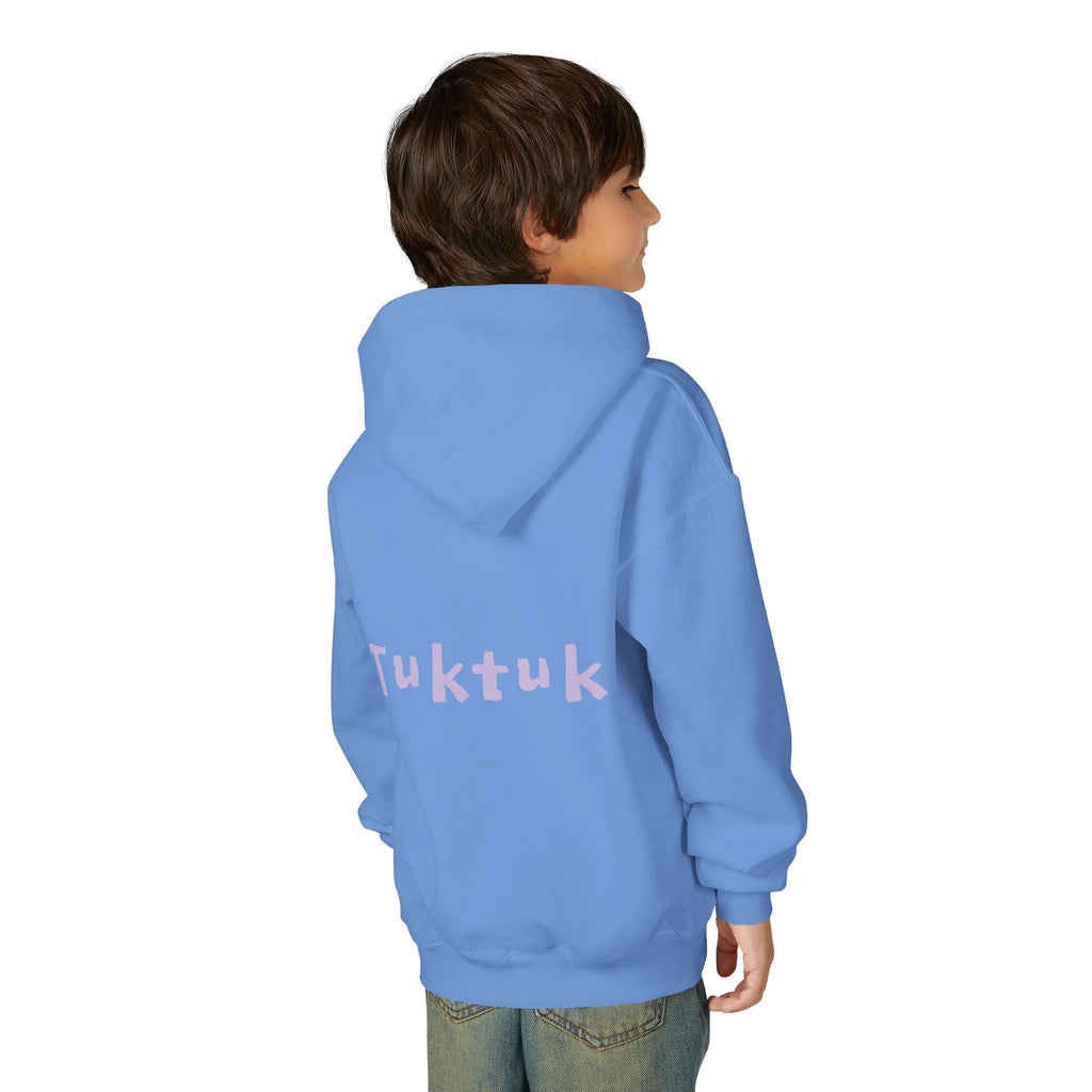 Youth Hoodie — Personalized Lavender Name Hoodie (Front: Myrah Das Gupta, Back: Tuktuk)