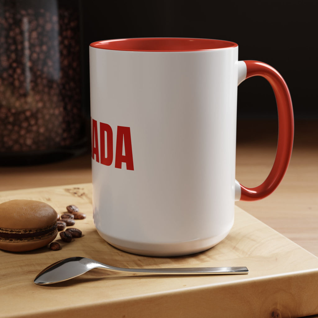 Canada Coffee Mug — Bold Red CANADA Accent Mug (11/15oz)