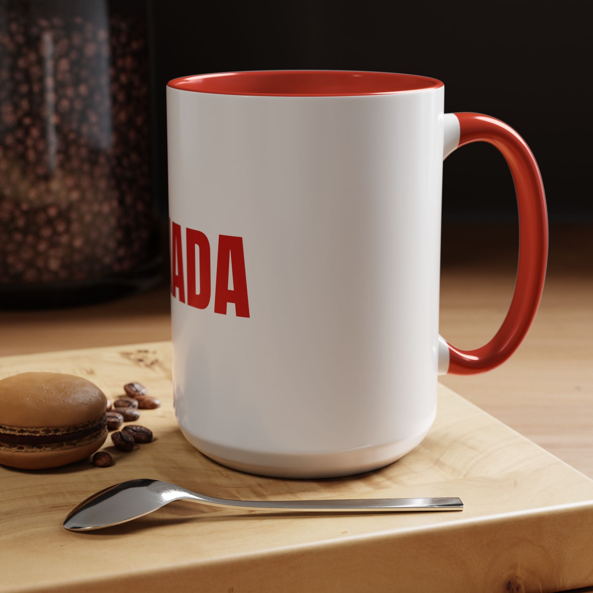 Canada Coffee Mug — Bold Red CANADA Accent Mug (11/15oz)